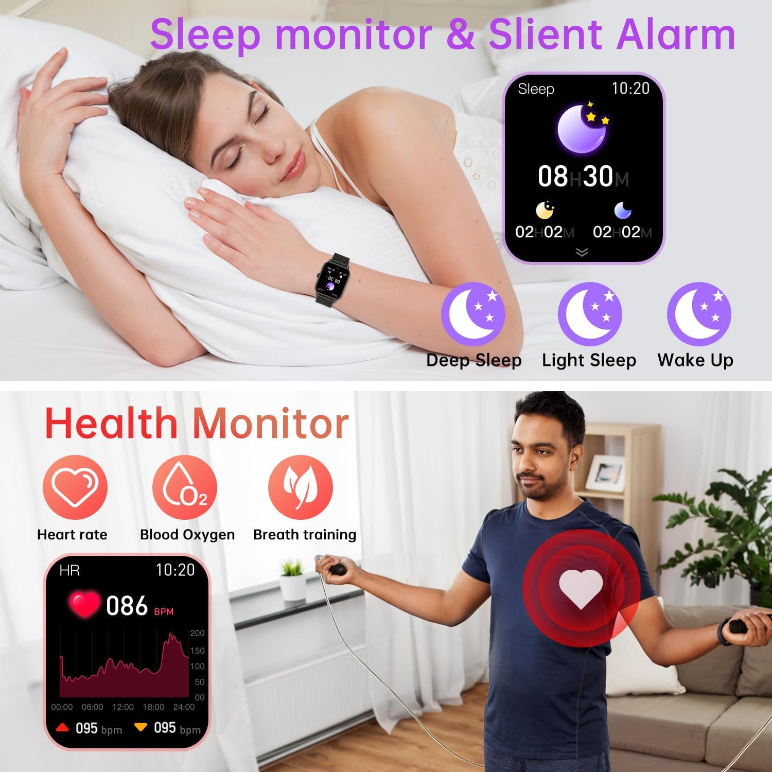 Smart Watch for Men Women Fitness: Make Answer Call Digital Mens watches Waterproof Running Pedometer Smartwatch for Android Phone iPhone Samsung Compatible Sleep SpO2 Heart Rate Monitor Step Tracker - Image 4