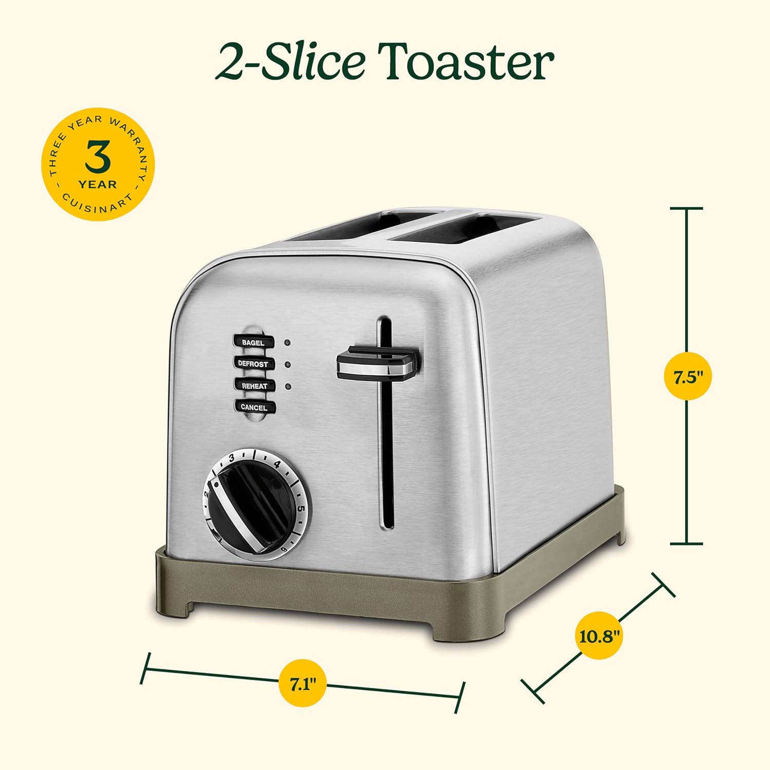 Cuisinart CPT-160 Metal Classic 2-Slice Toaster, Brushed Stainless - Image 7