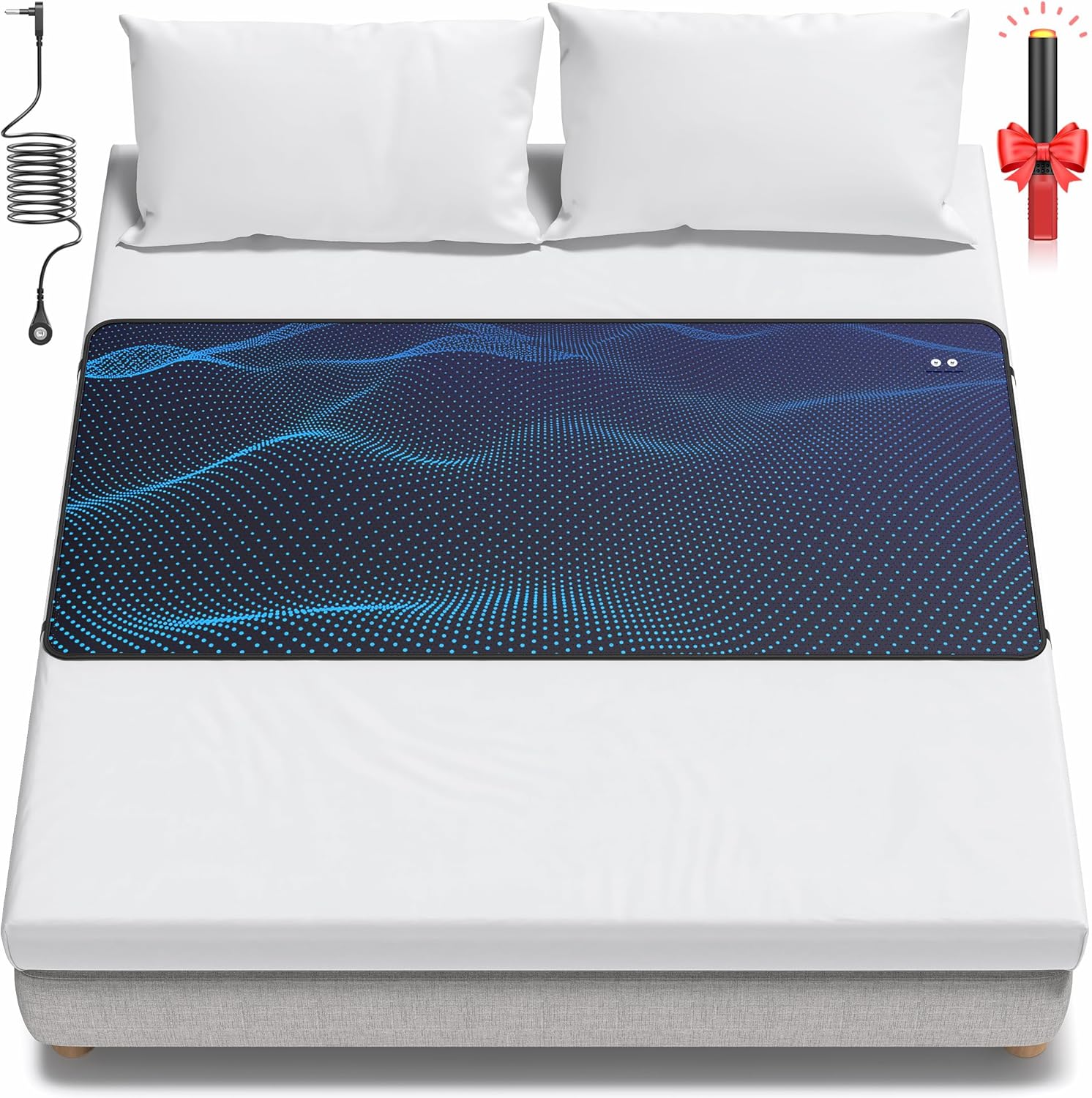 Grounding Mat for Bed, Grounding Sheets Earth Connected Grounded Pad for Sleeping, Earth Mat Mattress Cover Grounded Kit, Cord & Tester Included (Black, California King) - Image 2