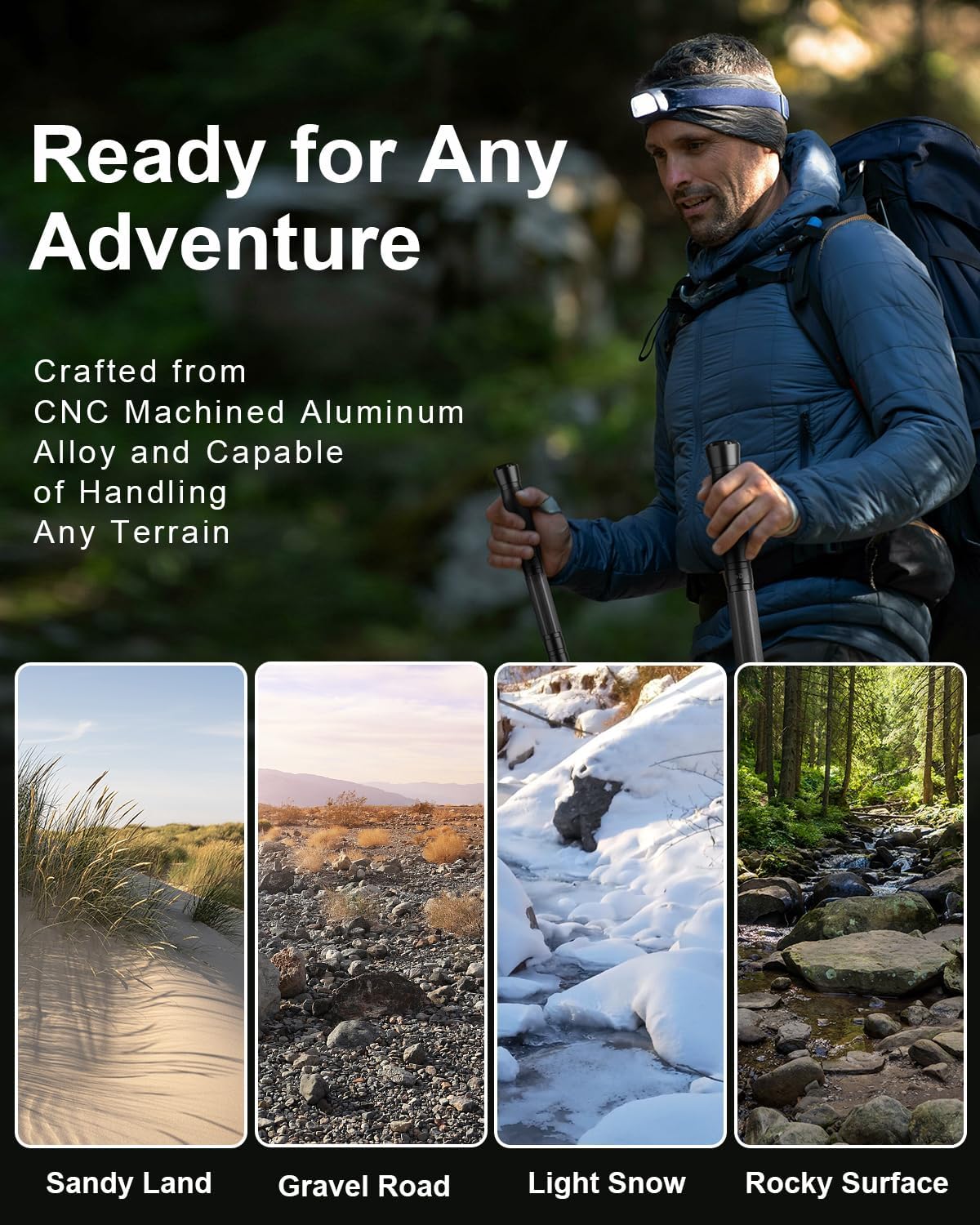aiGear 5/6/7/8 Tube Adjustable Walking Hiking Stick, Upgraded Adjustable Hiking Staff with Outdoor Gear Trekking Poles for Outdoor Adventures - Image 4