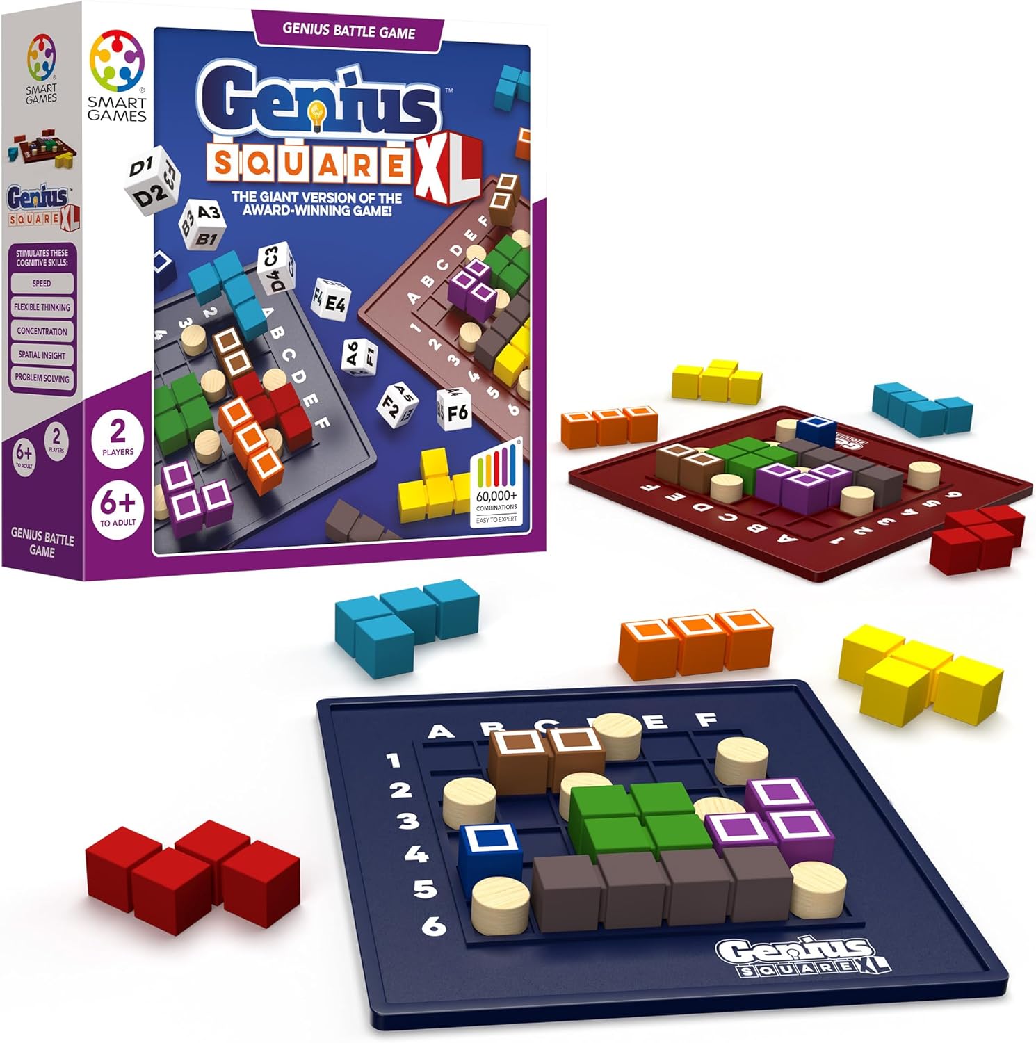 Genius Square XL - The Supersized Version of The Game of The Year Award Winning Game! 600000+ Solutions STEM Puzzle Game! Roll The Dice & Race Your Opponent to Fill The Grid! - Image 2