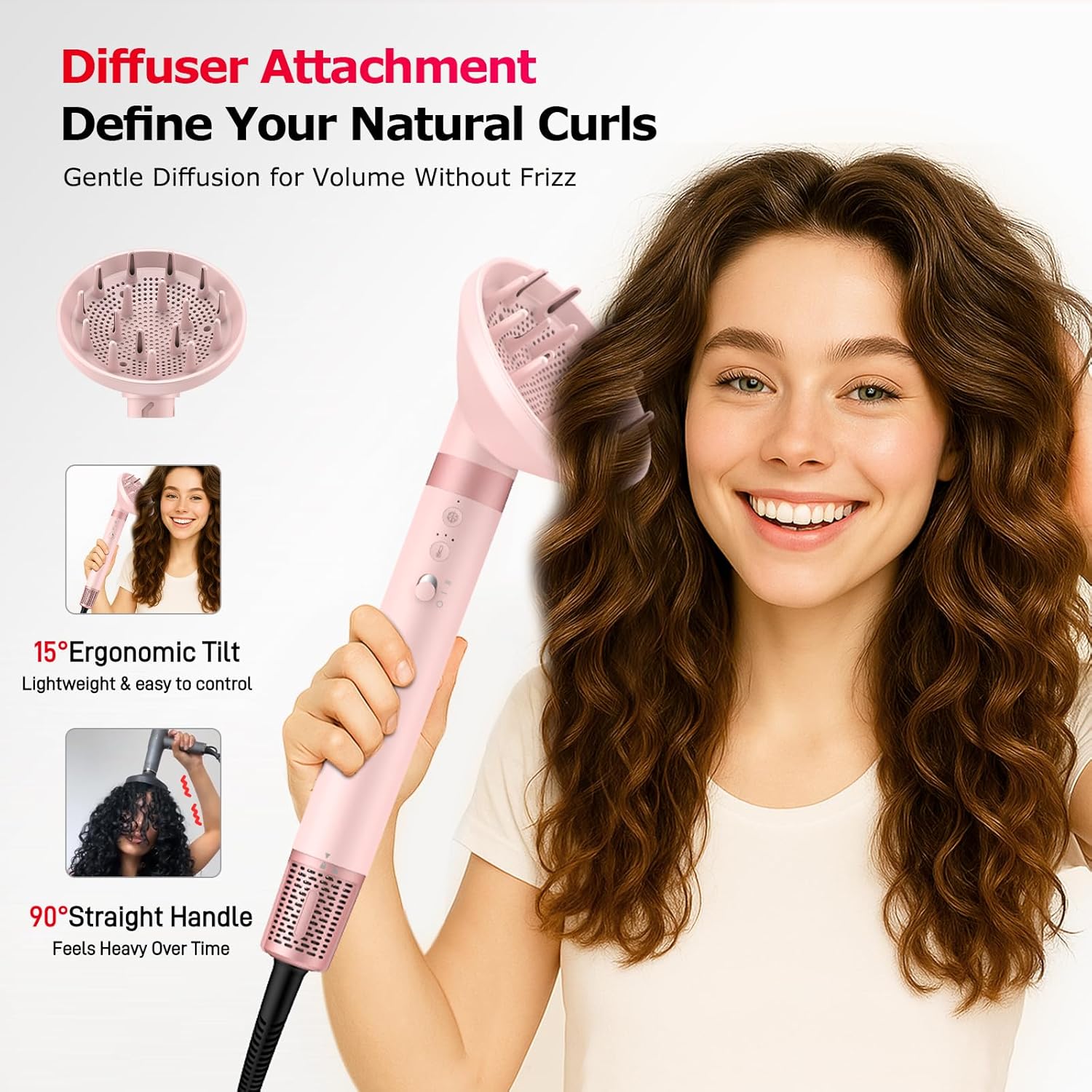 5 in 1 High-Speed Hot Air Styler - Professional Frizz-Free Hair Dryer Brush, Fast Drying Hair Dryer with Diffuser, No Heat Damage Air Styler Wrap - Curl, Volumize - Image 3