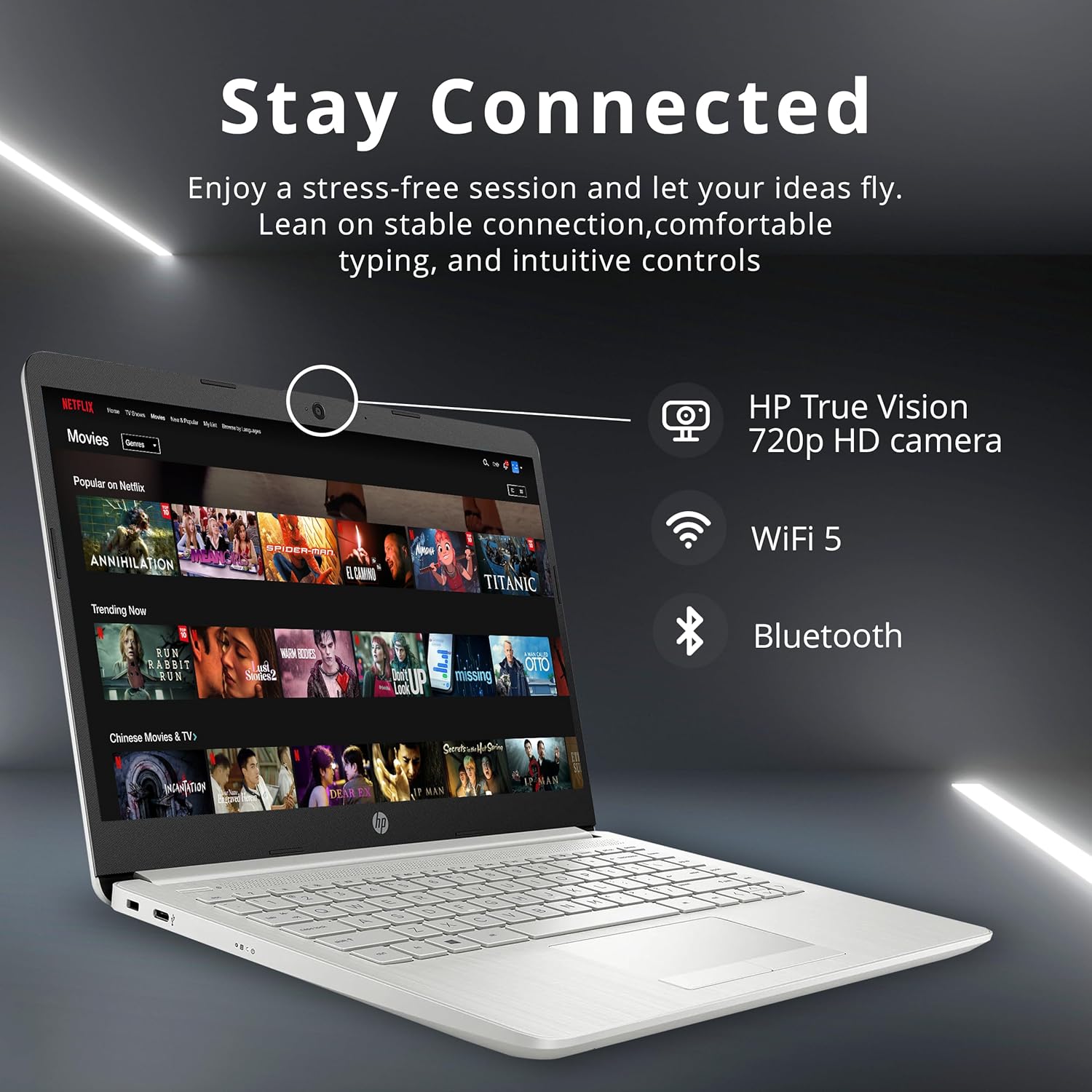 HP Premium Stream 14" HD BrightView Laptop, Intel Celeron N4120, 4GB RAM, 64GB eMMC, Intel UHD Graphics, HD Webcam, 1 Year Office 365, Bluetooth, WiFi, HDMI, Win 11s, Silver, 32GB Hotface USB Card - Image 6