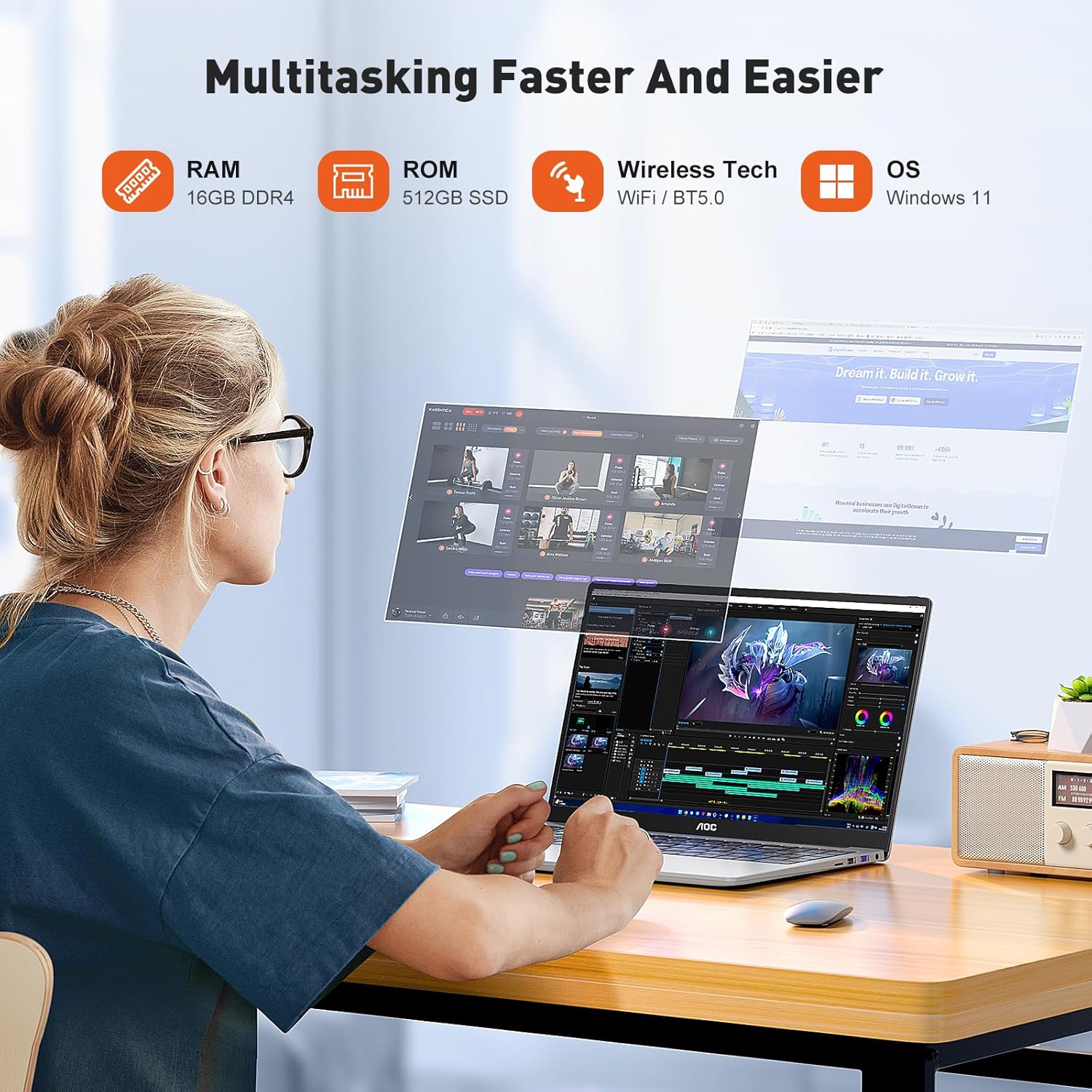 Laptop Computer 16GB RAM 512GB SSD Work Laptops 15.6 Inch FHD Screen Premium Laptop (Up to 3.6GHz) Windows 11 Laptop Computer, Light&Thin, Metal Shell, Webcam, Type-C, USB3.2 - Image 4