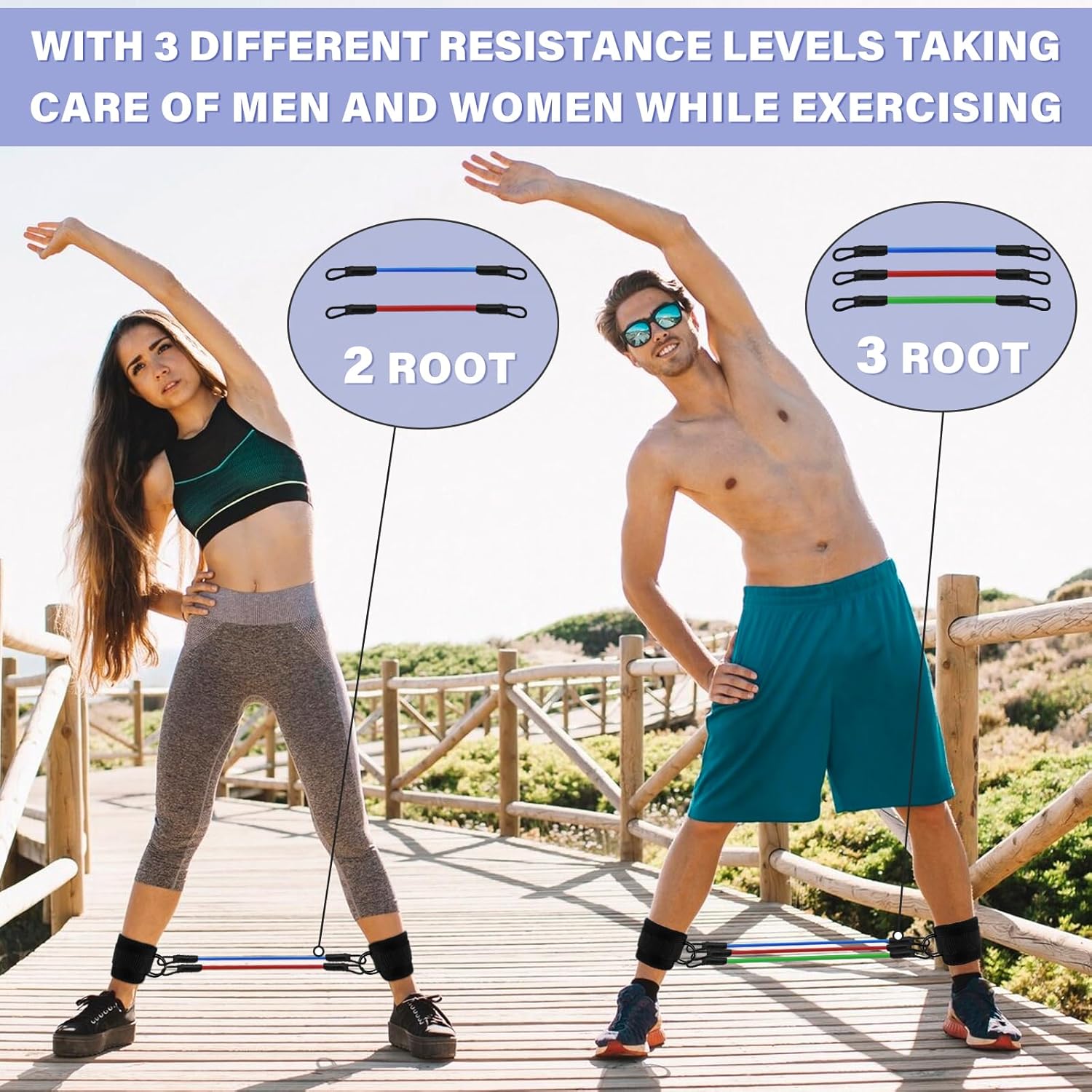 Ankle Resistance Bands with Cuffs, Portable Ankle Bands for Working Out Resistance Bands Set with Ankle Straps, Butt Exercise Equipment for Women Men Legs and Glutes - Image 7