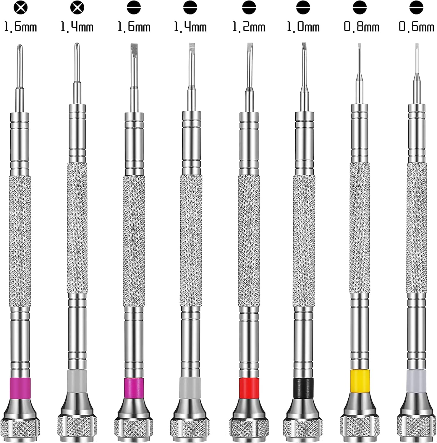 8 Pieces Precision Screwdriver, Jewelers Screwdriver Set, Watch Repair Screwdriver Set 0.6-1.6 mm, Micro Screwdriver for Watch Repair, Eyeglasses Repair, Jewelry Work, Electronics Repair - Image 4