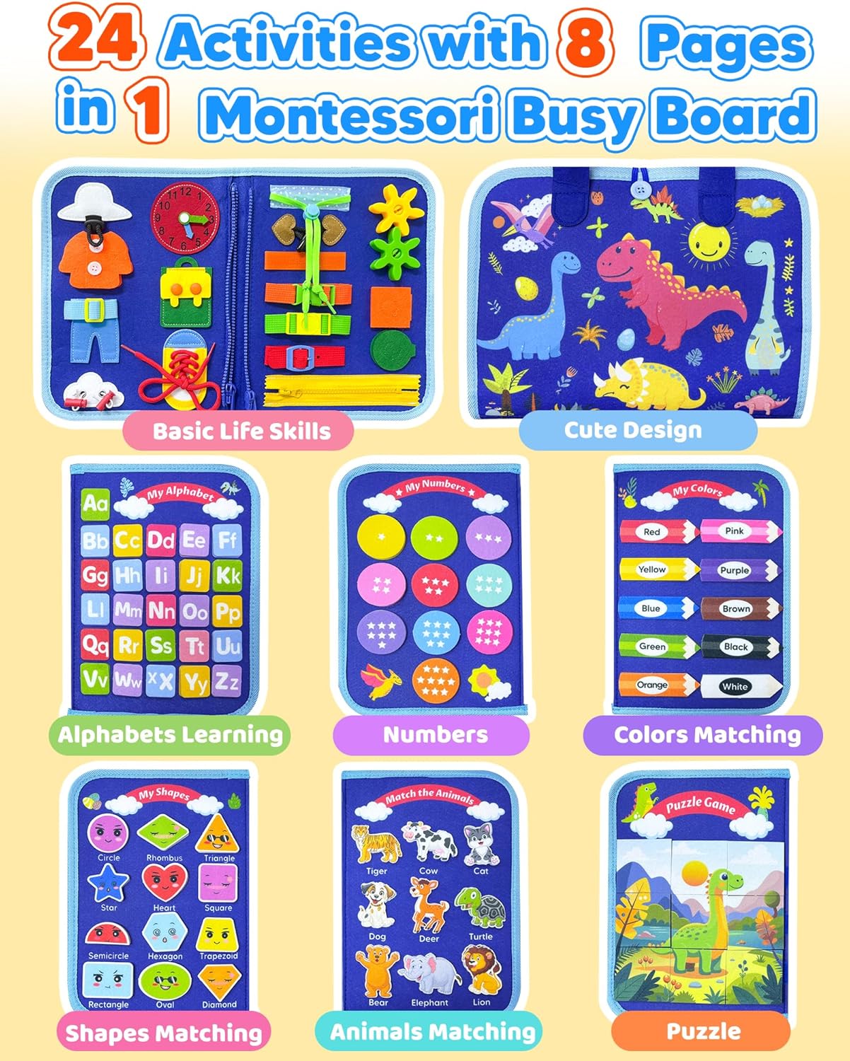 Toddler Busy Board Montessori Toys for Toddler Boy Birthday Gifts, Busy Book Sensory Learning Toys for Toddlers, Educational Activities Airplane Car Travel Toy for Boys - Image 4