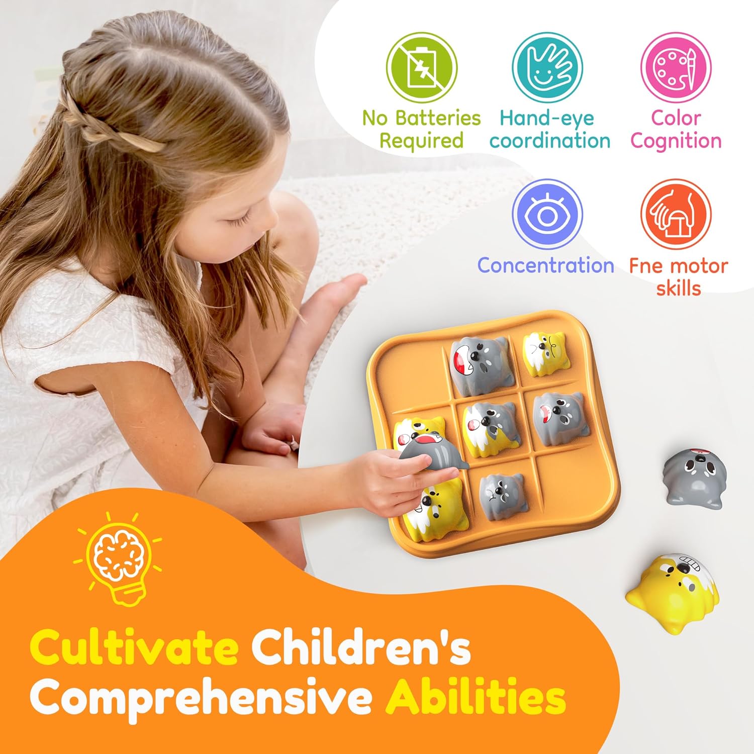 STEM Board Games Kids Toys - Classic Three-in-a-Row Tic Tac Toe for Education and Memory Development, Puzzle Travel Game for 4+ Year Old Boys and Girls, Brain Teaser Birthday Gift for Kids Ages 4-8 - Image 4