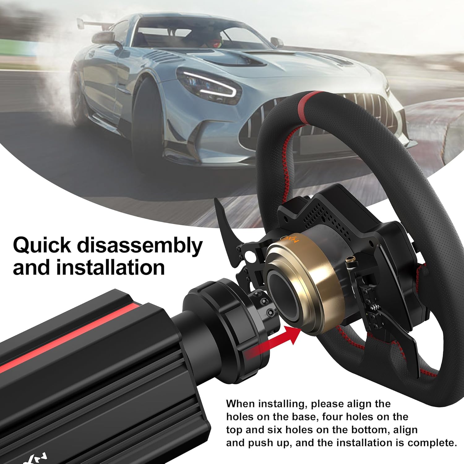 PXN V12 Lite Force Feedback Racing Wheel - Direct Drive Servo Racing Wheel PC Steering Wheel with Pedals, Alloy Frame, 6Nm FFB, Driving Sim Pro Steering Wheel for PS4,PC,Xbox Series X|S, Xbox One - Image 8