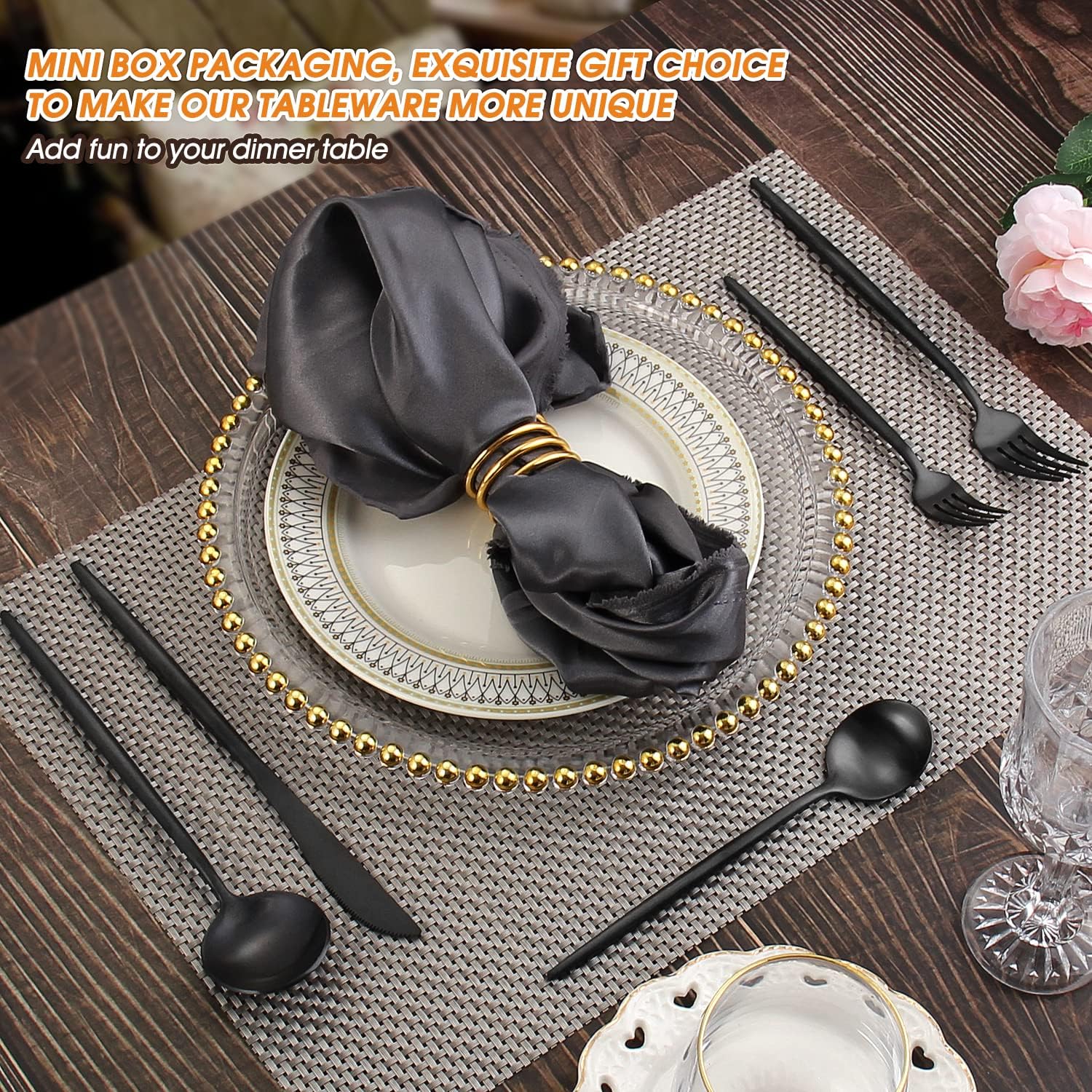 Matte Black Silverware Set,BEGEEL 20 Piece Stainless Steel Flatware Set,Service for 4,Satin Finish Tableware,Cutlery Sets,Utensil Sets for Kitchen and Home,Dishwasher Safe - Image 8