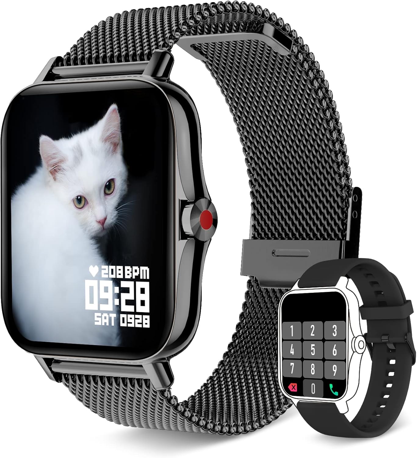 Iaret Smart Watch for Women Men (Answer/Make Call), Fitness Tracker for Android iOS Phones Waterproof Smartwatch 1.7" HD Full Touch Screen Activity Trackers Heart Rate Sleep Monitor Pedometer, Black - Image 2