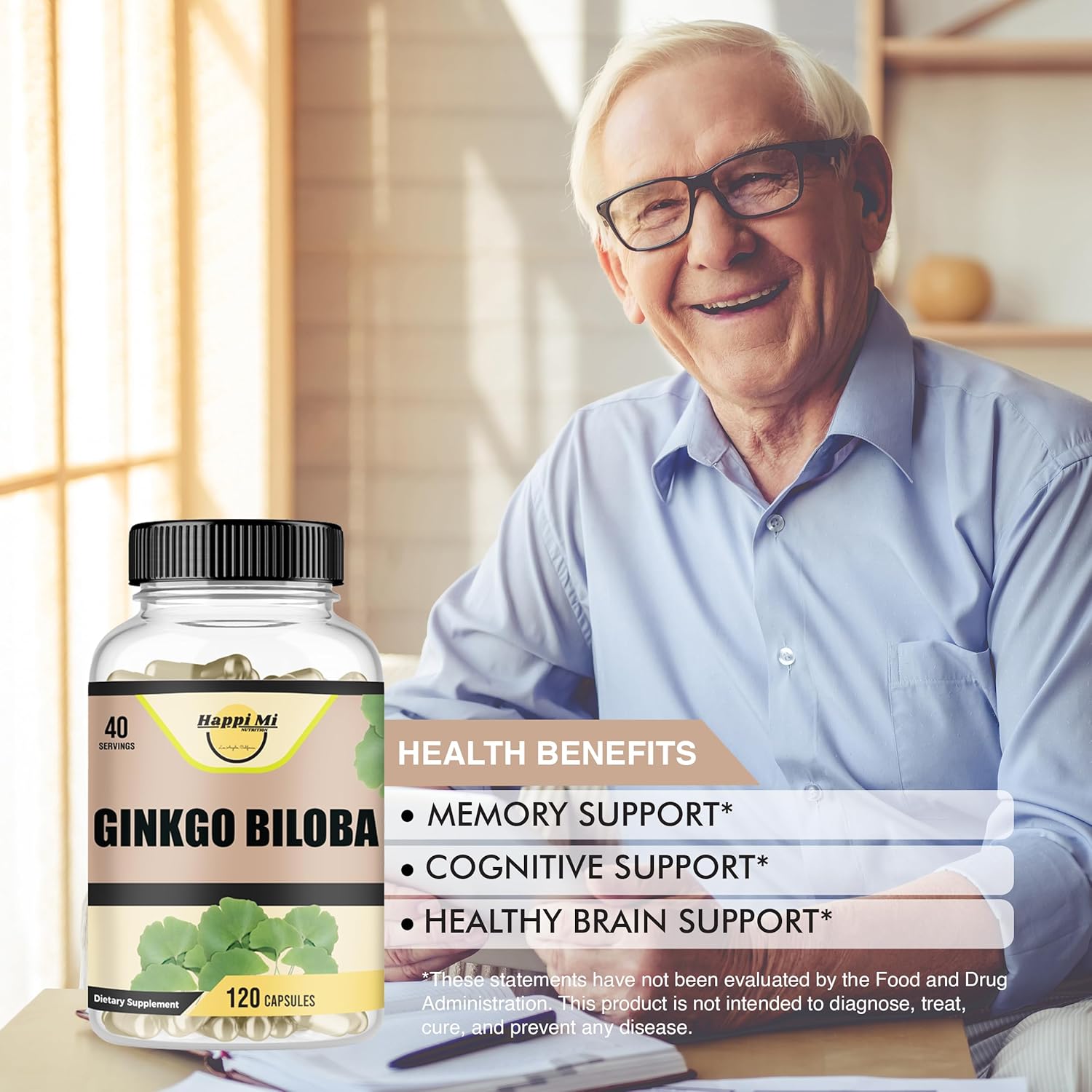 Ginkgo Biloba 1800mg, Ginkgo Biloba Organic, Memory & Brain Function Support, Improves Concentration and Cognitive Support, Clarity, 120 Veggie Caps, Non GMO, 120Caps - Image 5