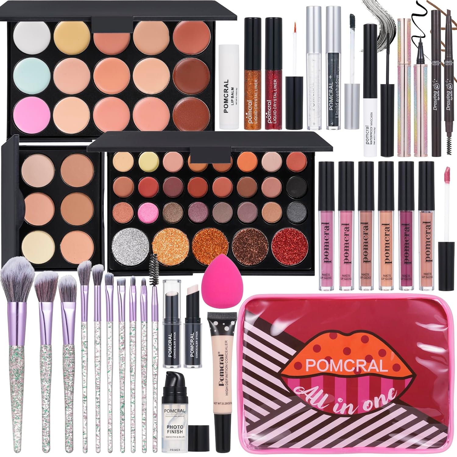 Makeup Kit For Women Full Kit Eyeshadow Eyeliner lipgloss, Lipstick Makeup brushes Mascara Eyebrow pencil Concealer Face Powder Primer make up Set For Girls Beginners - Image 2