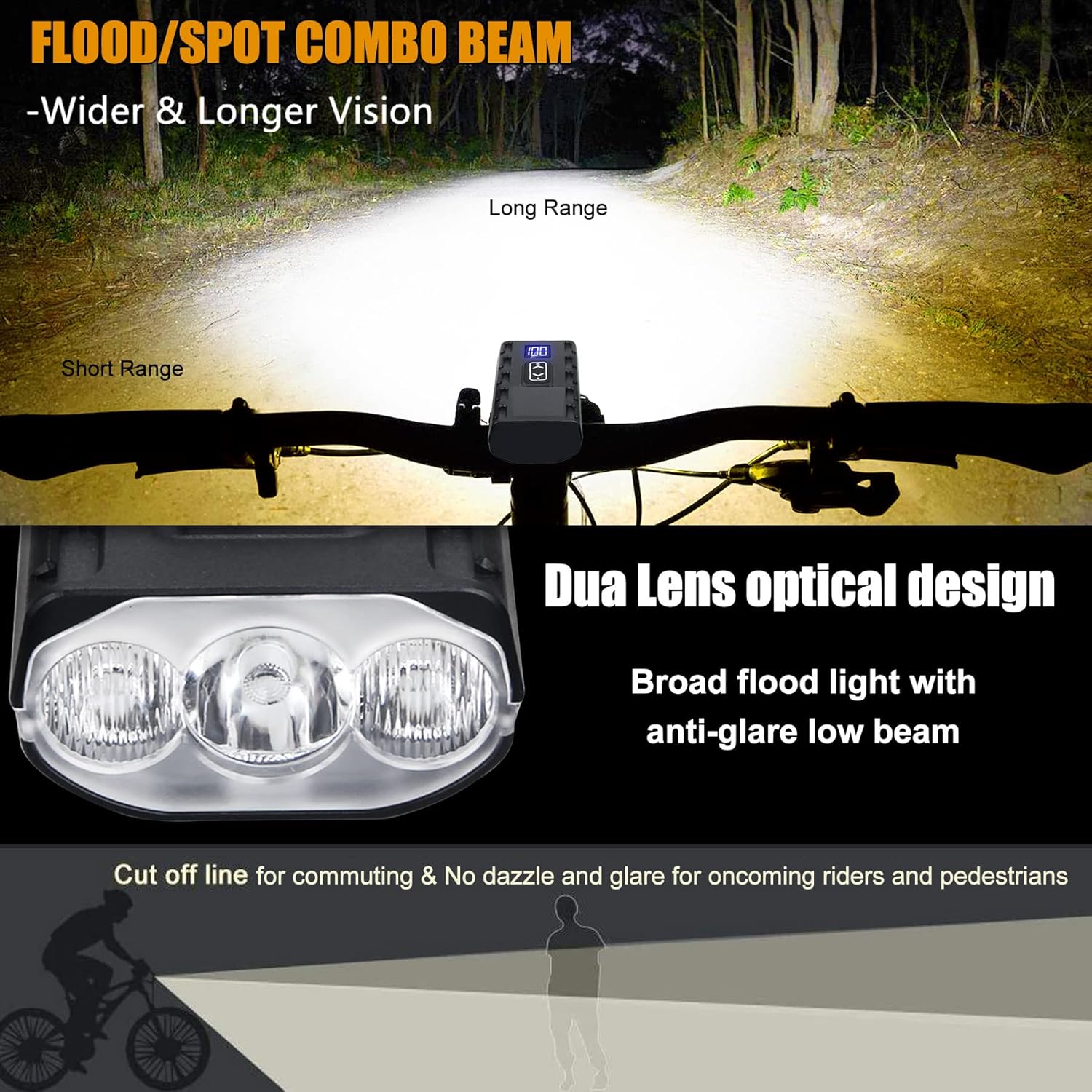 Bike Lights for Night Riding Aluminum Mounts Waterproof Bike Light Front and Back USB-C Rechargeable Bicycle Light Metal EBike Headlight Luces para Bicicleta luz para Bicicleta - Image 5