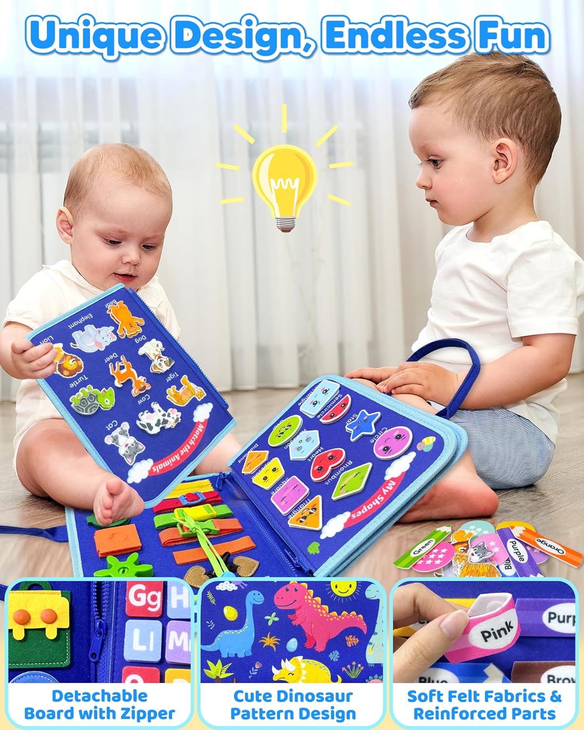 Toddler Busy Board Montessori Toys for Toddler Boy Birthday Gifts, Busy Book Sensory Learning Toys for Toddlers, Educational Activities Airplane Car Travel Toy for Boys - Image 5