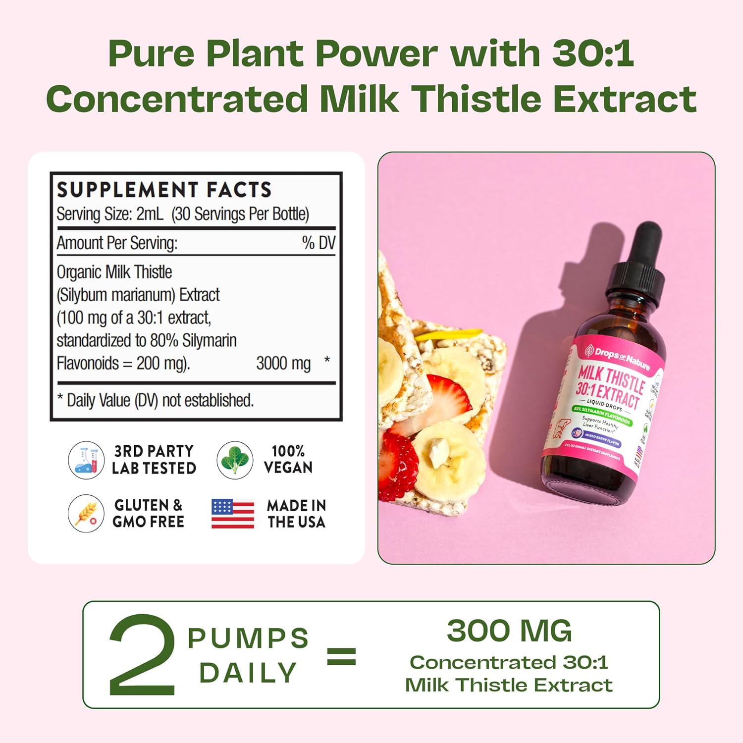 Milk Thistle Supplement Liquid Drops with 80% Silymarin Flavonoids – Vegan, Organic Milk Thistle Extract – Easily Mix with Tea Daily for Antioxidant Properties, Liver, Immune Care (Mixed Berry, 60 mL) - Image 6