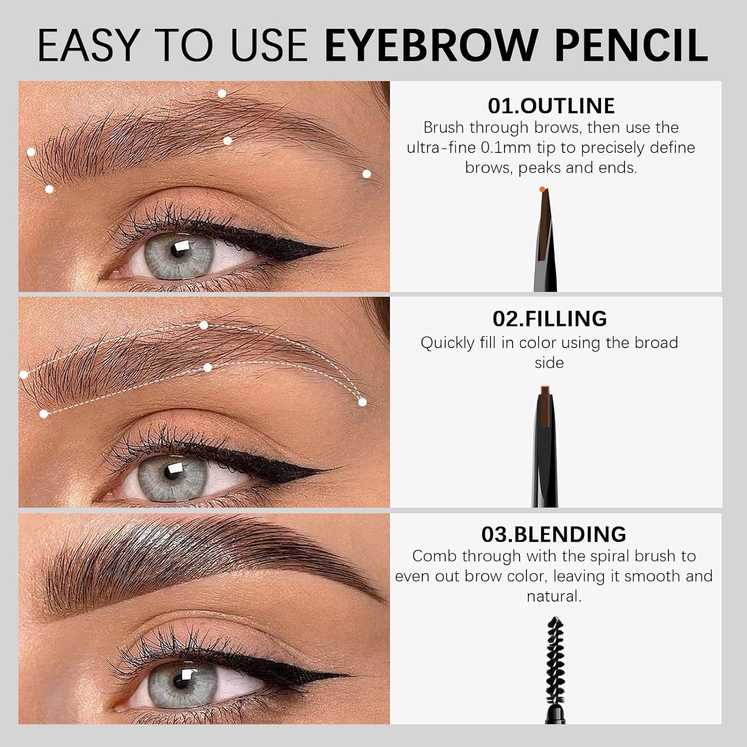 Microblading Eyebrow Pencil for Women,0.1mm Ultra-Fine Mechanical Pencil,Draws Tiny Brow Hairs Fills in Sparse Areas and Gaps,Makeup Definer Waterproof (mini05 Deep Brown, 1 Count (Pack of 1)) - Image 5