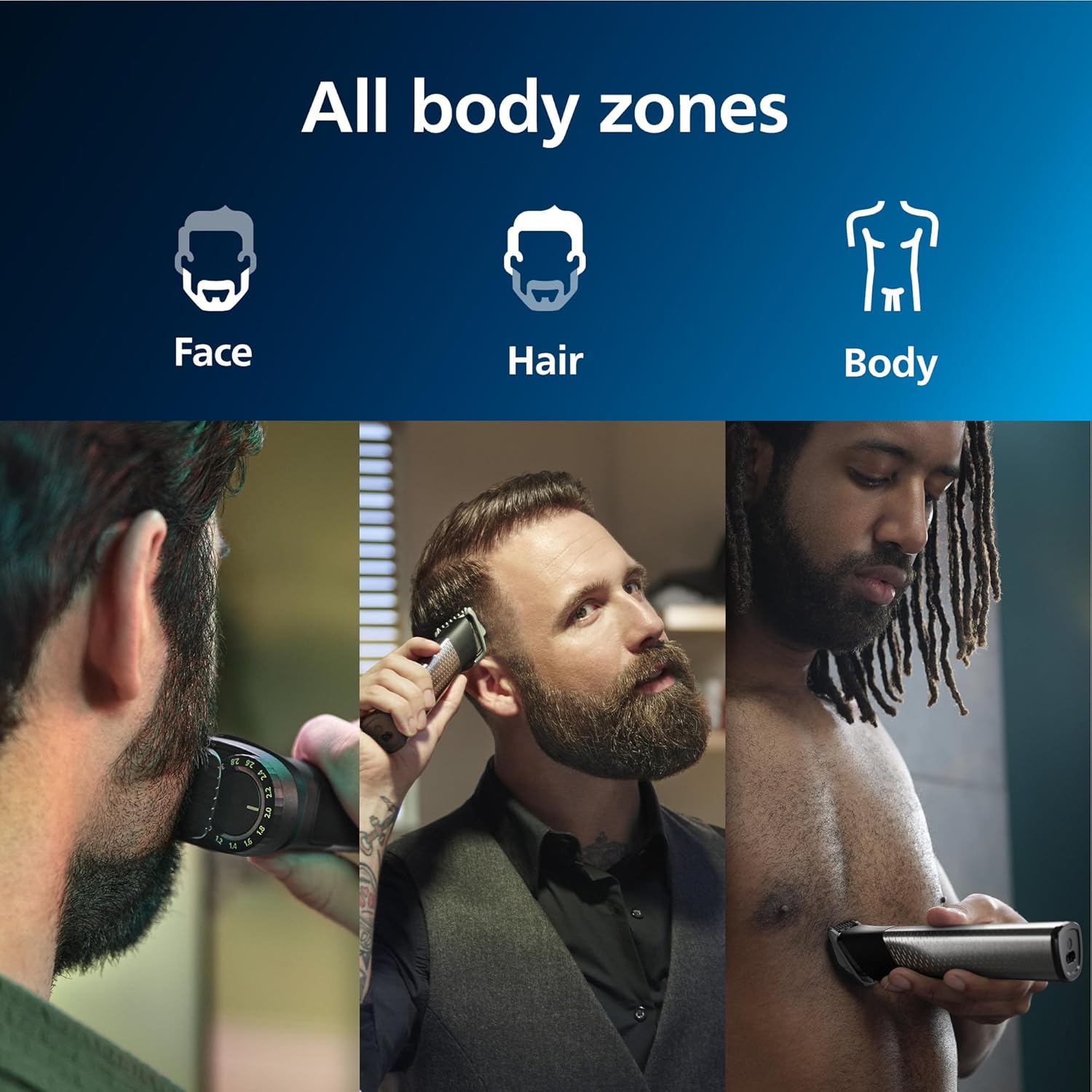 Philips Norelco Multigroom 9000 Series, All-in-One Trimmer, Beard Trimmer and Hair Clipper, 23-Piece Men's Grooming Kit for Beard, Body, Face, Nose, Ear and Intimate Areas, MG9520/50 - Image 3