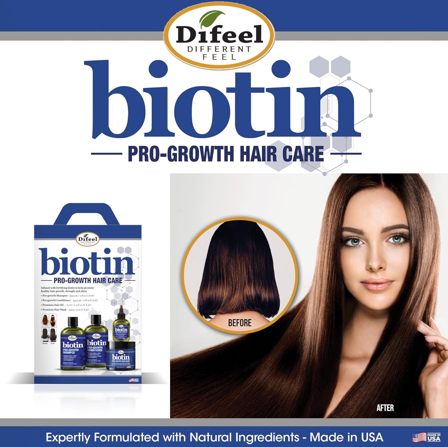 Difeel Pro-Growth Biotin Shampoo 33.8 oz. - Shampoo for Thinning Hair and Hair Loss, Sulfate Free Shampoo with Biotin for Hair Growth - Image 9