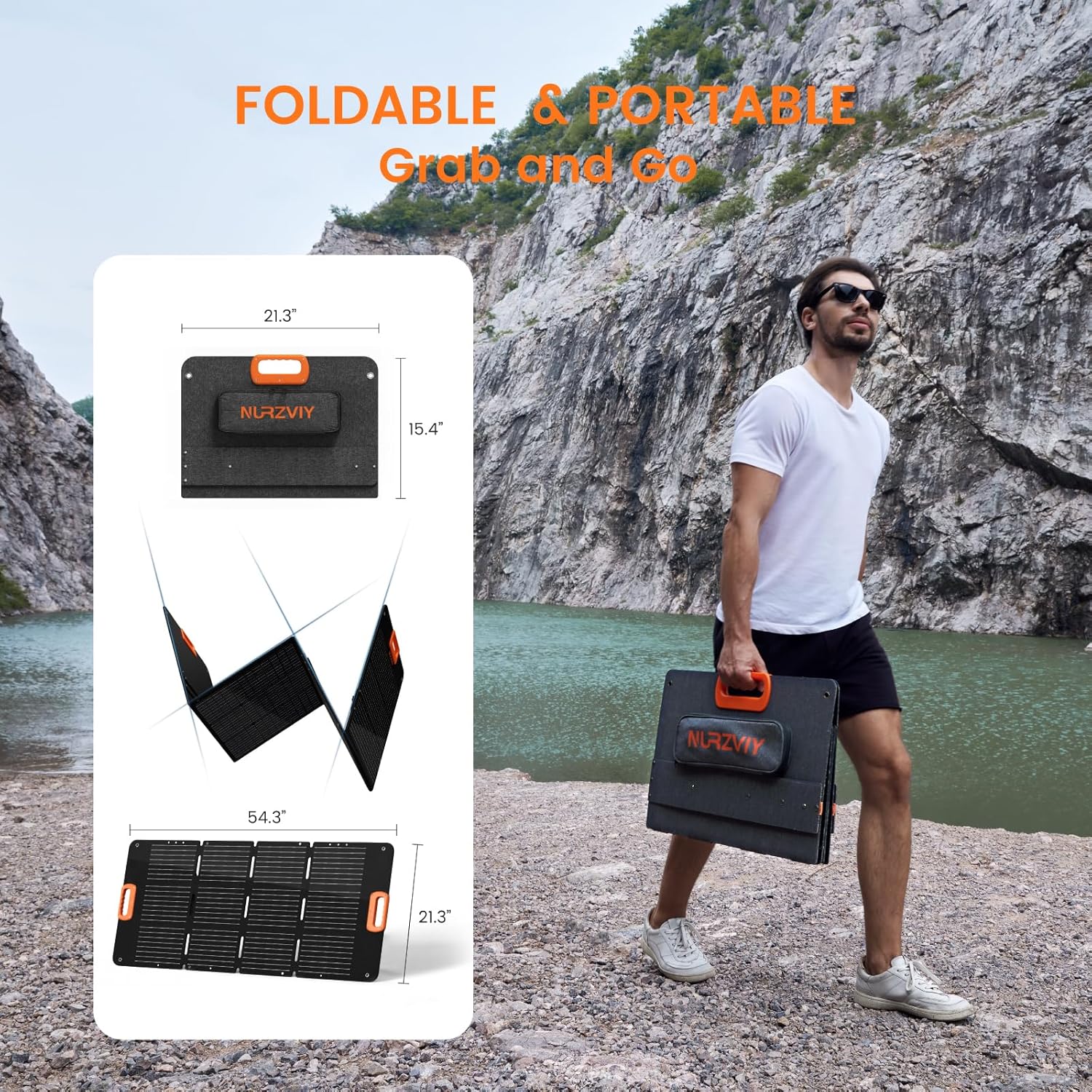 100W Portable Solar Panels, Foldable 100 Watt Solar Panel for Power Station, Folding Solar Charger with Adjustable Kickstand IP67 Waterproof & Lightweight for Camping, Outdoor, Rv - Image 3