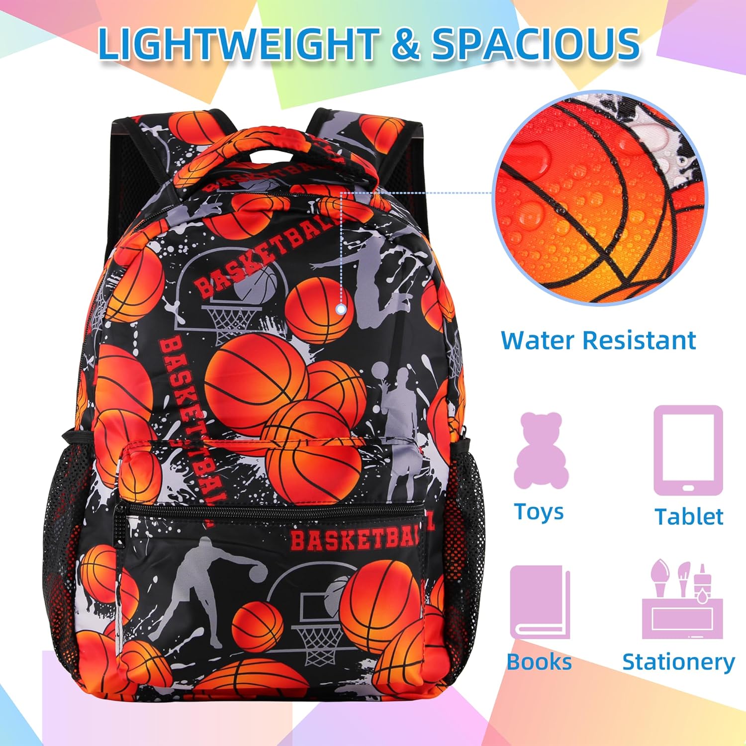 Basketball Backpack with Lunch Box Lightweight Casual Travel Basketball Backpack 17 inch Men Gift for Baseball Lover - Image 3