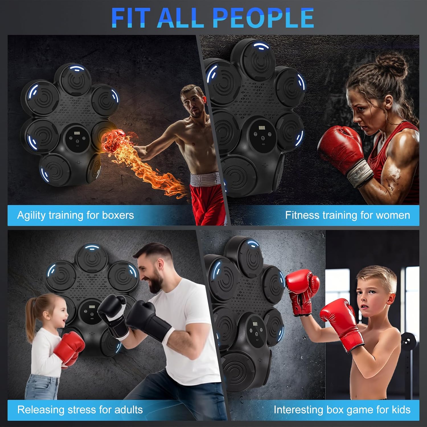 Smart Boxing Machine, 9 Speed-Modes Interactive Punching Trainer with Gloves, Music Boxing Machine Punching Equipment, Home Workout Boxing Target Machine with Wall Mounted - Image 7