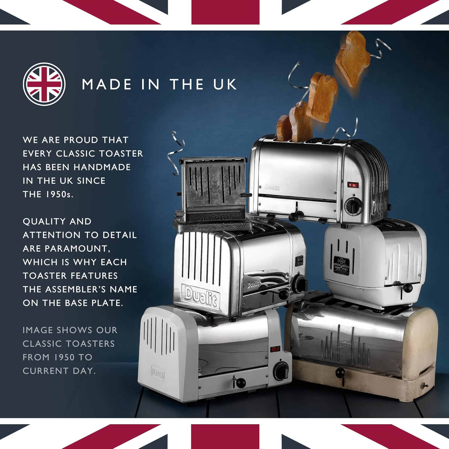 Dualit Classic 2 Slice NewGen Stainless Steel Toaster, White - Hand Built in the UK, Replaceable ProHeat® Elements – Slot Selector, Defrost Bread, Mechanical Timer-For Toast, Bagels & More - Image 4