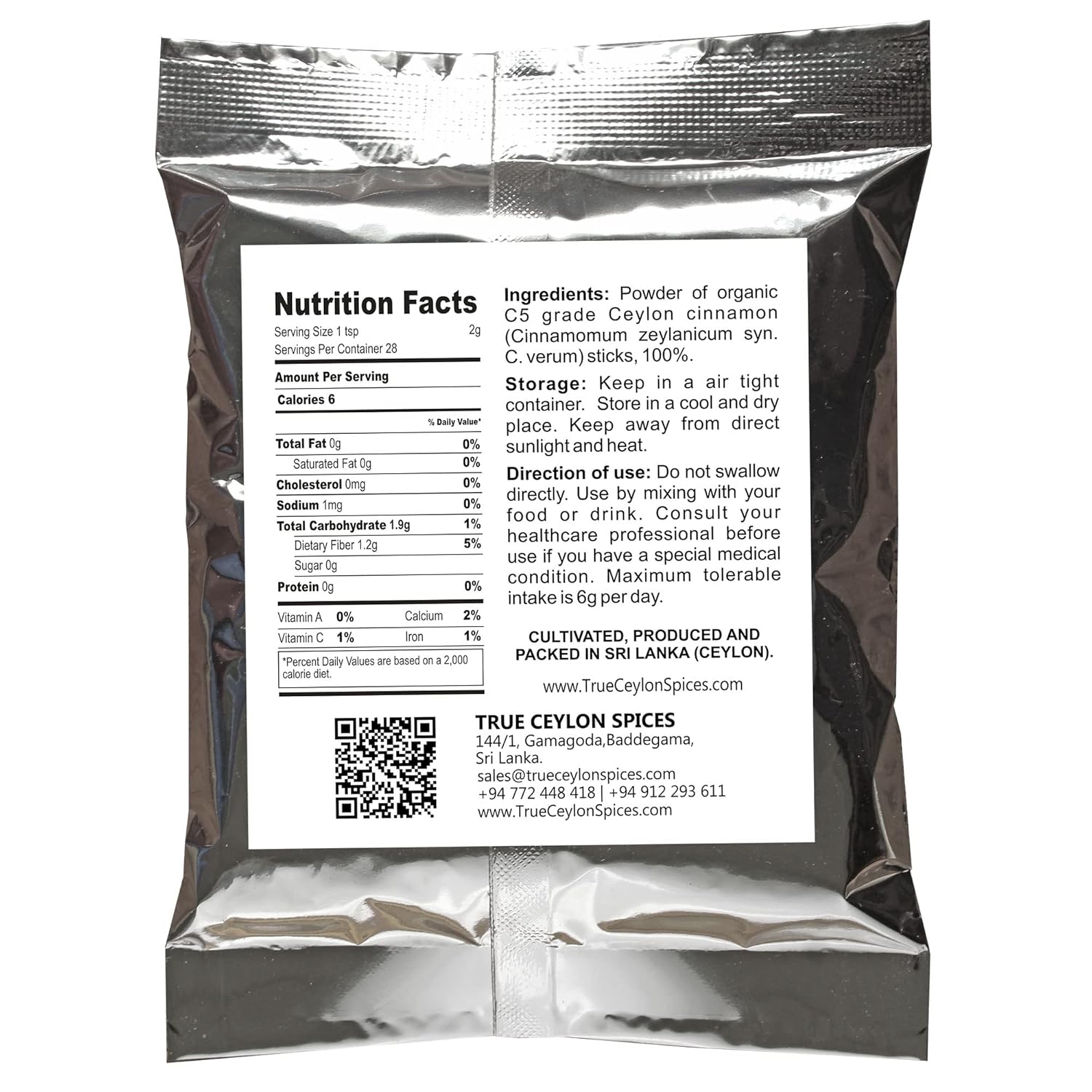 True Ceylon Cinnamon Powder Organic Raw from Sri Lankan Farmer, USDA Certified, 57g (2.0 oz) Gluten Free, Keto Friendly, Fresh Crop Pure Ground Cinnamon, Canela de Ceylan, Directly from Sri Lanka - Image 3