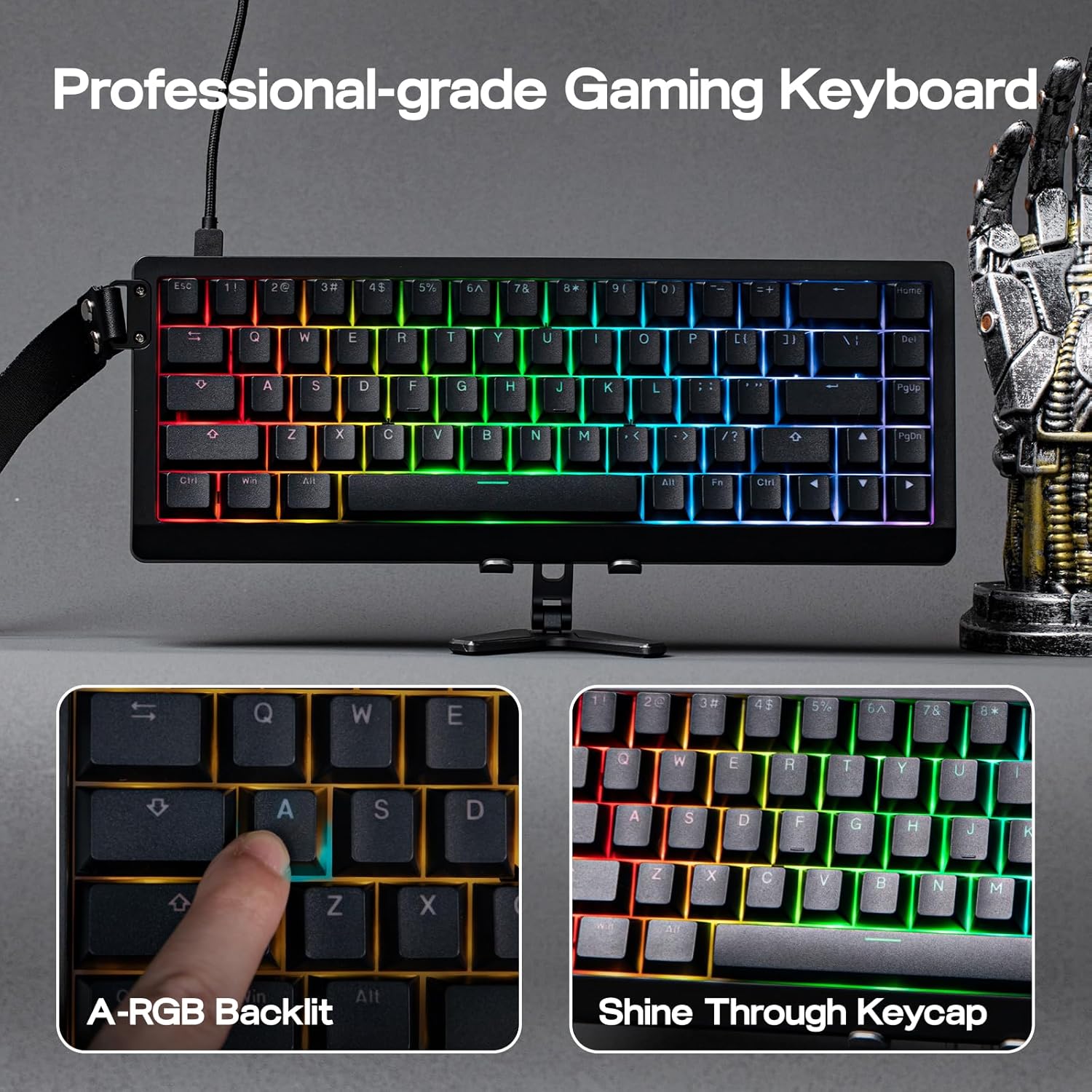 EPOMAKER HE68 Lite Hall Effect Gaming Keyboard, 8k Polling & 128K Scan Rate, 0.01mm Adjustable Trigger, 0.125ms Latency, 5-Layer Sound-Dampened, Snap Key, SOCD, A-RGB, Wired, Mac Software (Black) - Image 5