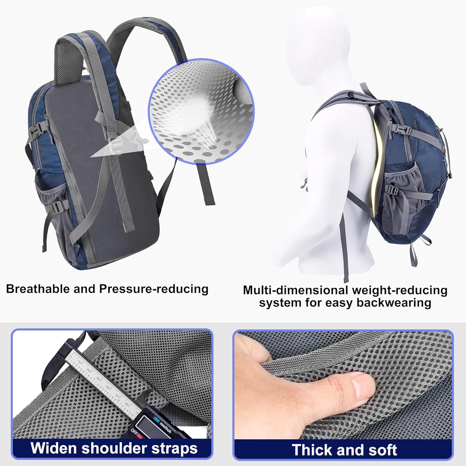 Sukeen Hiking Backpack Packable Lightweight 30L Backpack Wear Resistant Daypack for Outdoor Travel Camping Cycling - Image 4
