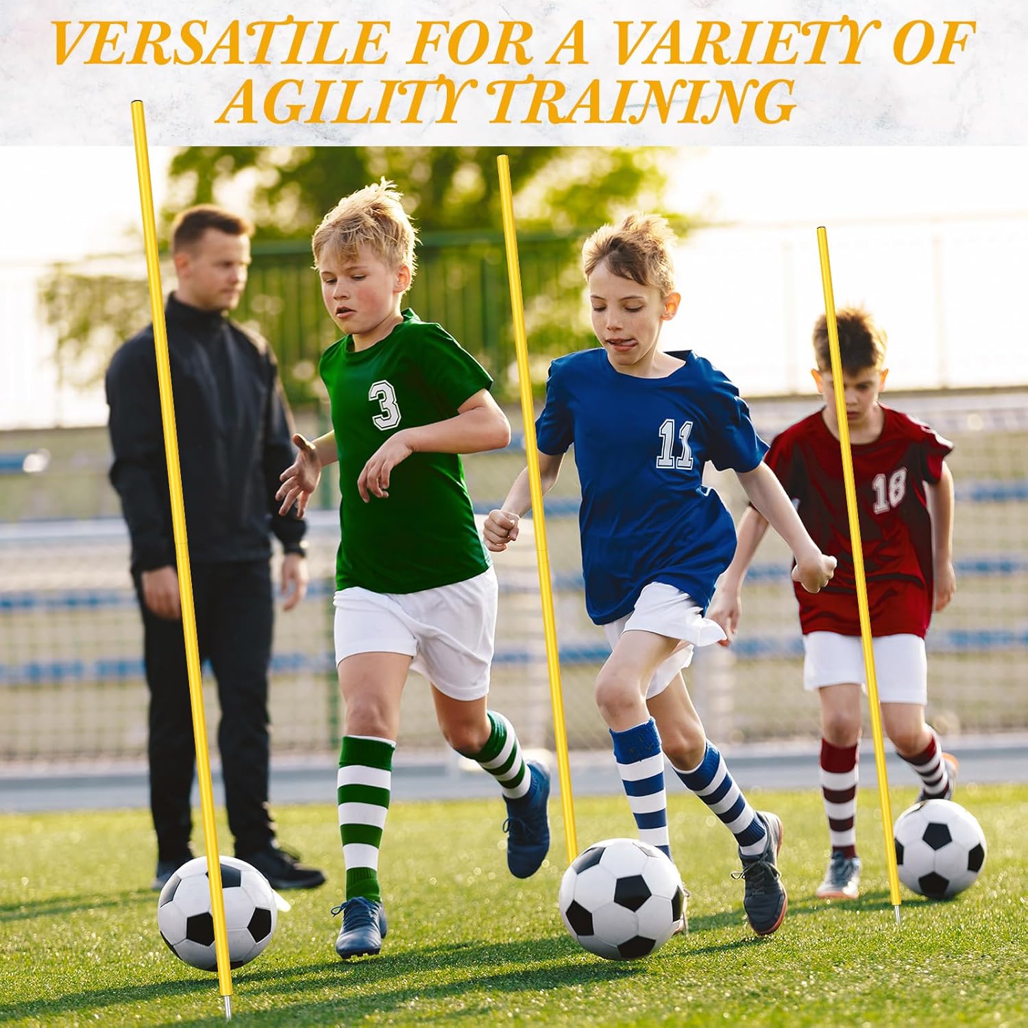 Blulu Training Agility Poles 5ft Forza Slalom Adjustable Soccer Training Poles Soccer Sticks Agility Equipment for Football Sport Football Soccer Speed - Image 4