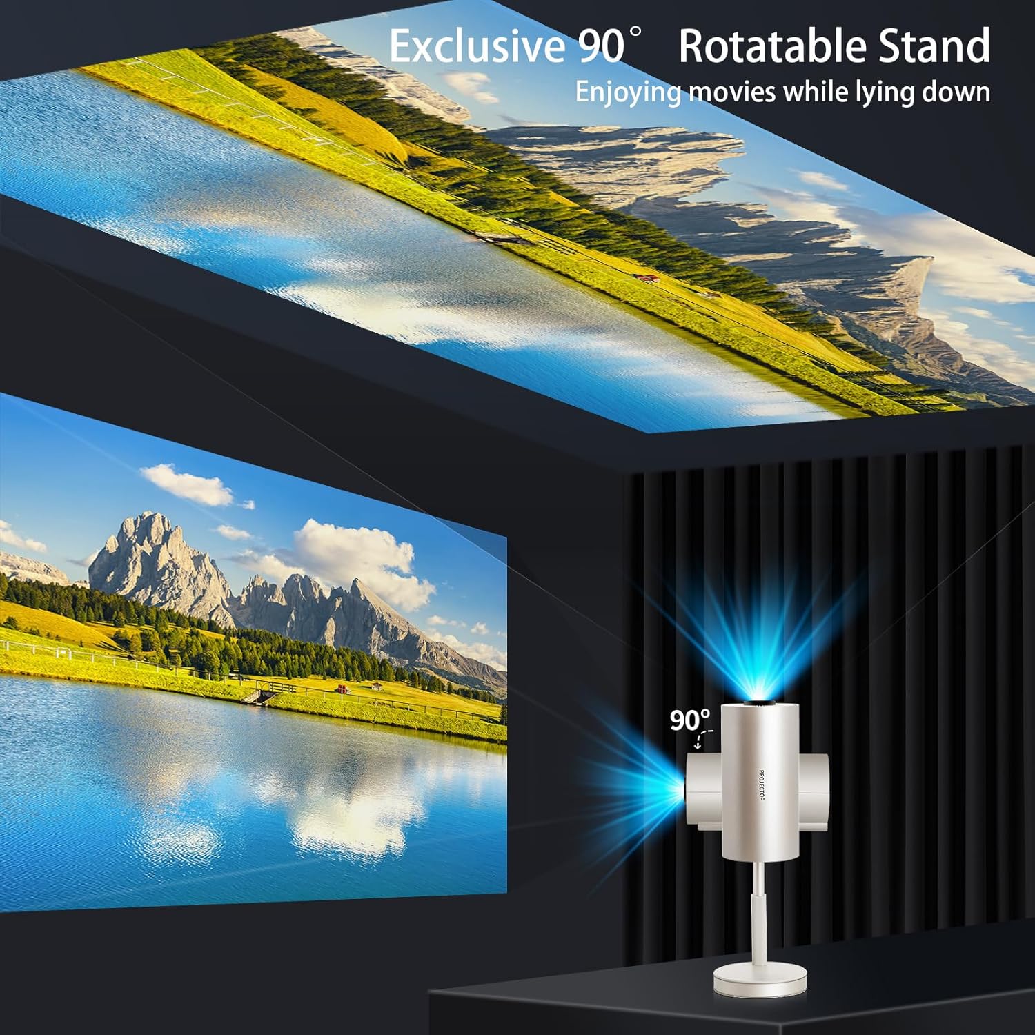 Mini Projector with WiFi and Bluetooth, Native 1080P Smart Movie Projector, Portable Projector 4K with Electric Focus, Auto Keystone, Built-In 5W Speaker, Phone Projector for iPhone/Android/TV Stick - Image 3