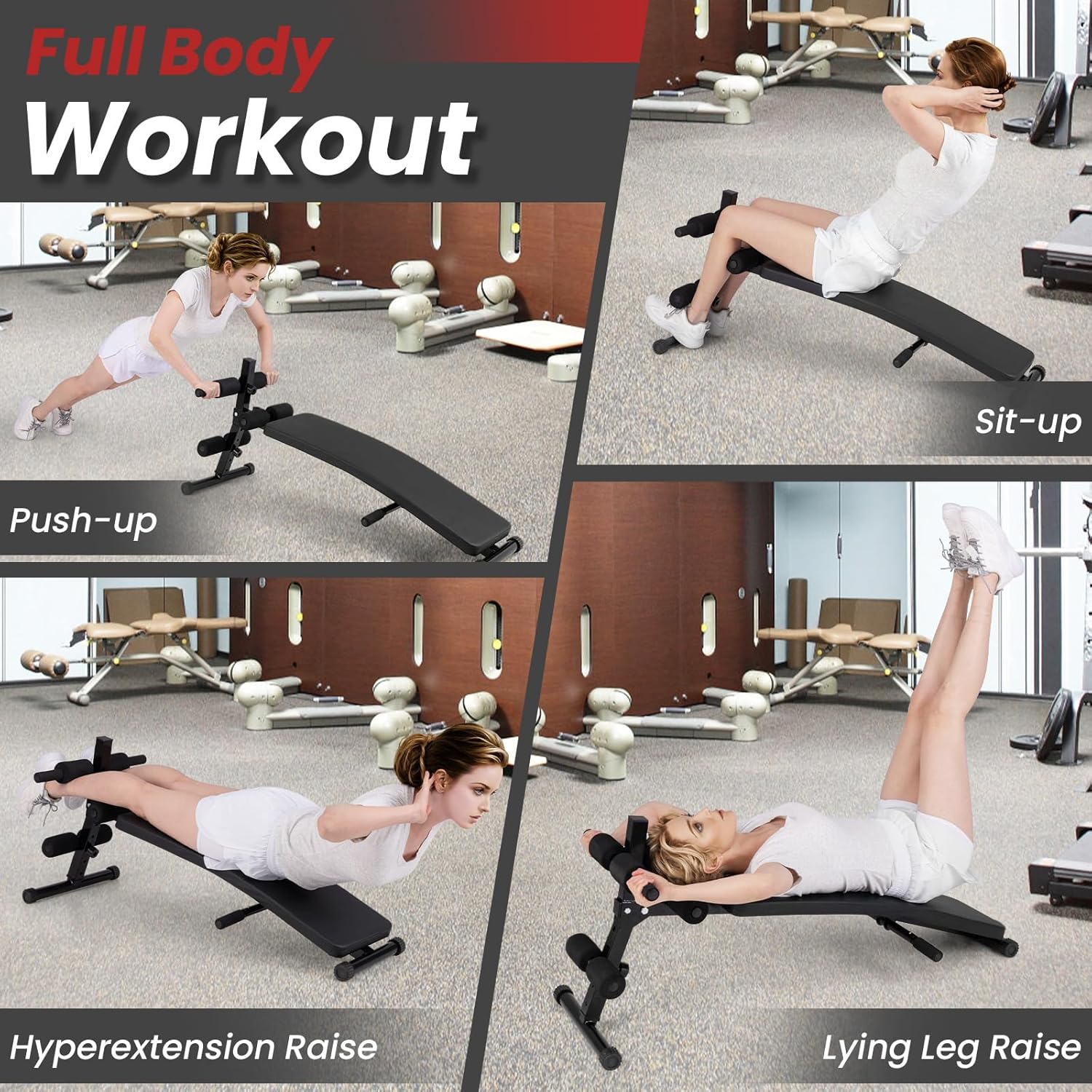 GYMAX Sit Up Bench, Decline Sit up Bench with 5-level Adjustable Height, 300lbs Capacity & Anti-slip Foot Pads, Foldable Ab Bench for Full Body Workout, Incline Slant Bench for Home Gym - Image 4