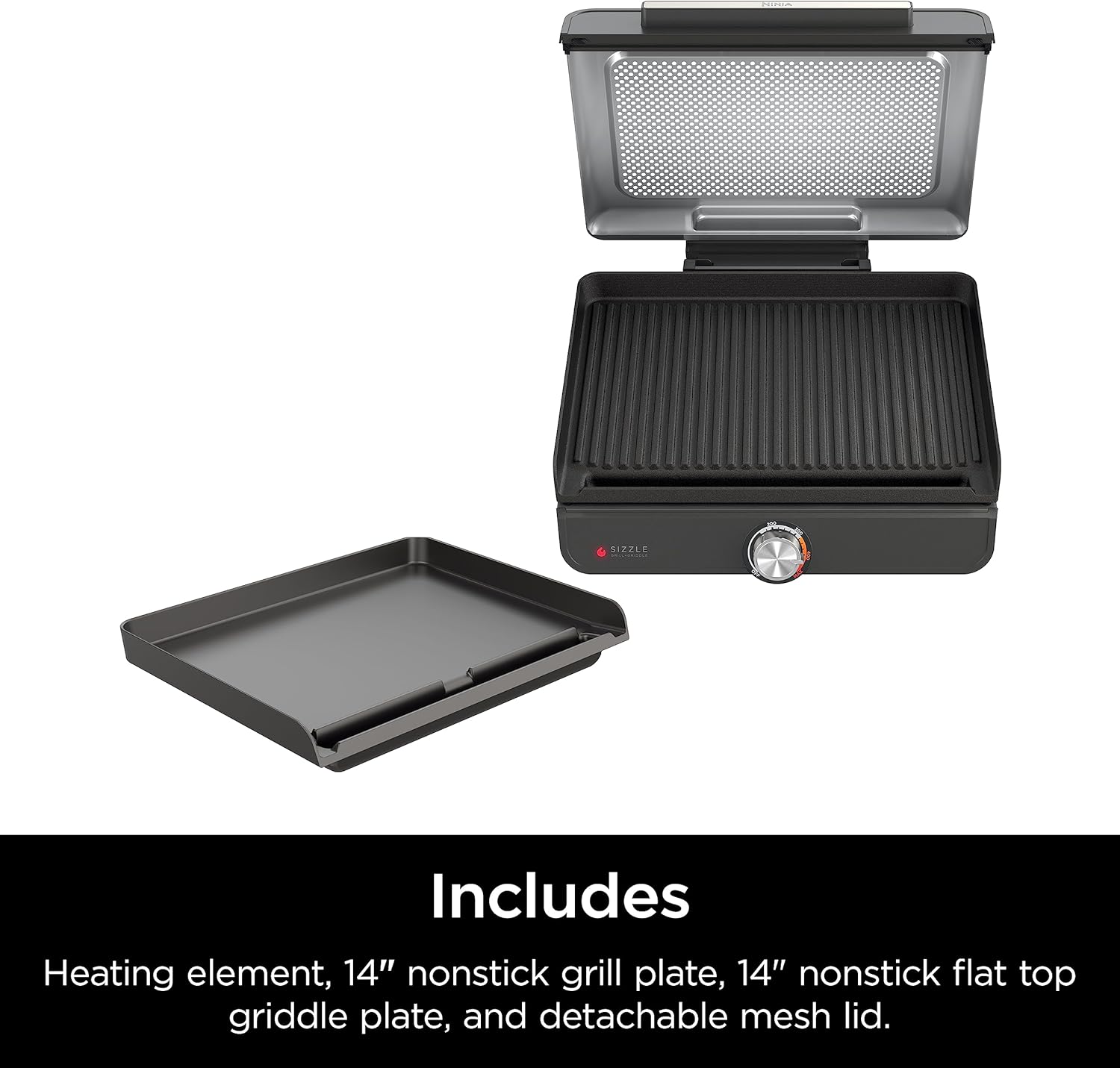 Ninja Griddle and Indoor Grill, 14’’, Electric Grill, For Steak, Burgers, Salmon, Veggies, and More, Pancake Griddle, Nonstick, Dishwasher Safe, 500F, Even Cooking, Silver, GR101 - Image 10