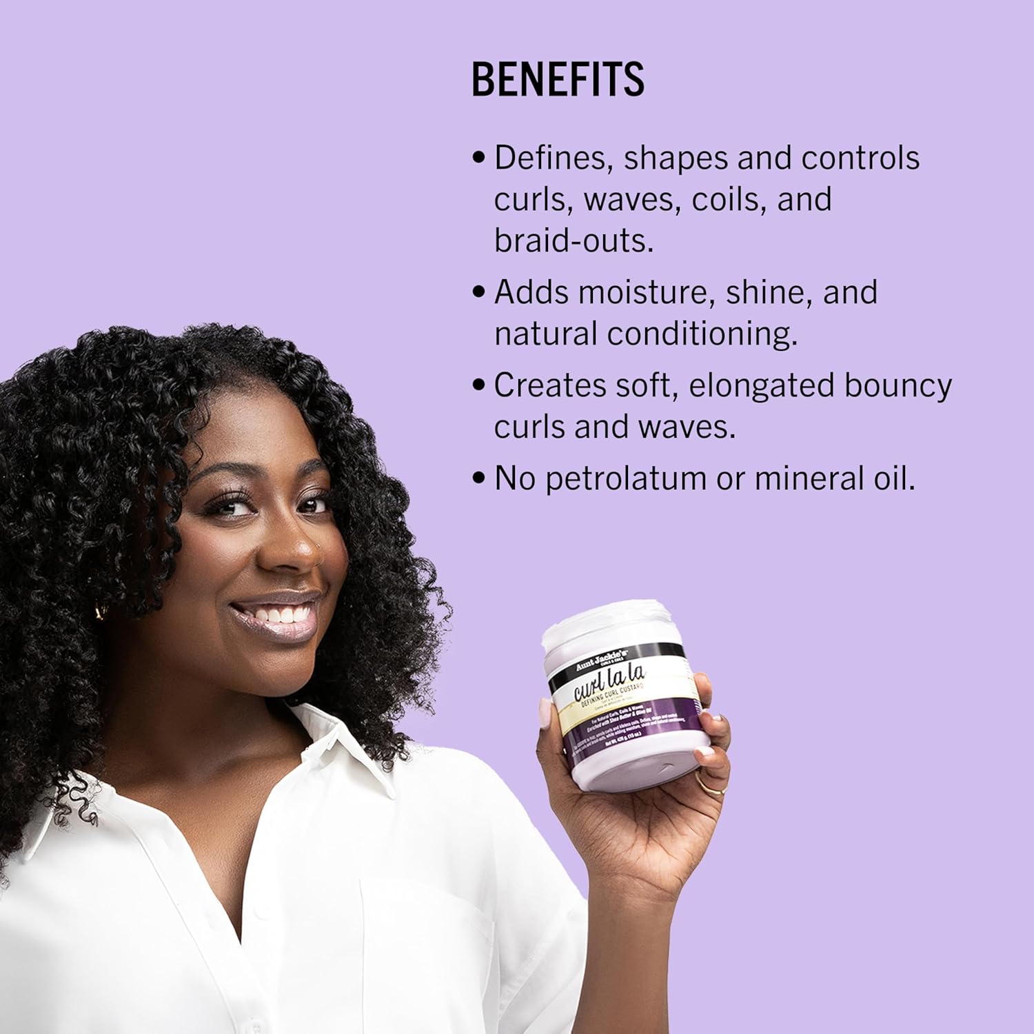 Aunt Jackie's Curl La La, Lightweight Curl Defining Custard, Enriched with Shea Butter & Olive Oil, Basic, 15 Ounce - Image 4
