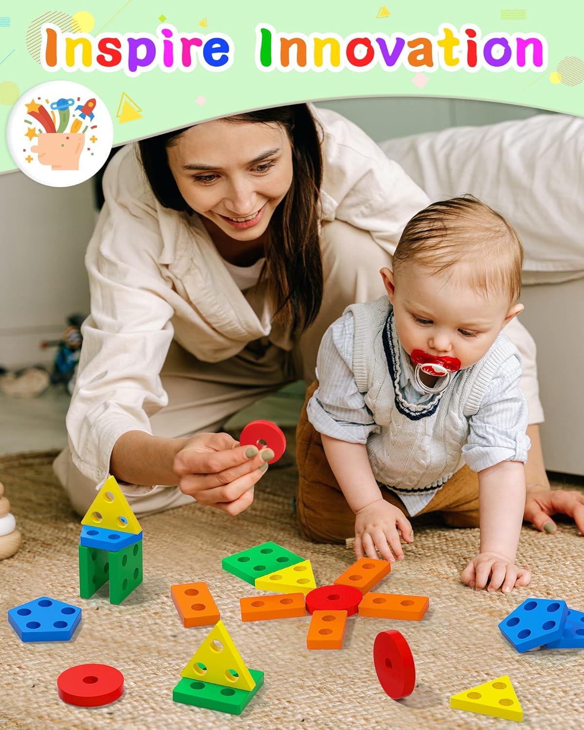 Yetonamr Montessori Toys for 1 2 3 Years Old Boys Girls Birthday Gifts, Wooden Sensory Toys for Ages 2-4 Kids Baby, Toddler Learning Toy Activities Puzzles Ages 1-3 - Image 5