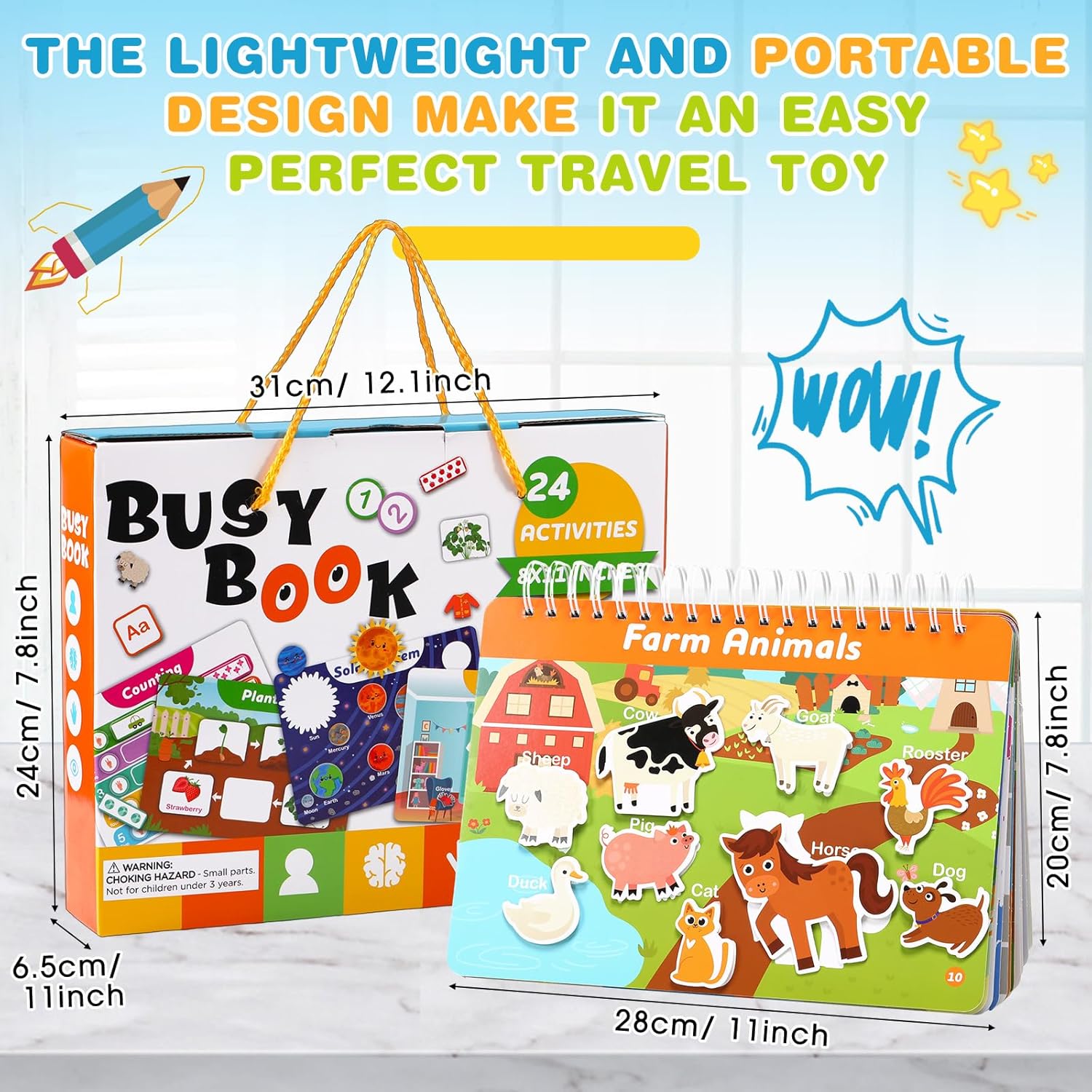 Fuutreo Montessori Busy Book for Toddlers 24 Themes Preschool Learning Binder with Stickers, Cognitive and Sensory Activities for Kids Ages 2-4 Educational Gift for Boys Girls with Gift Box Packaging - Image 5
