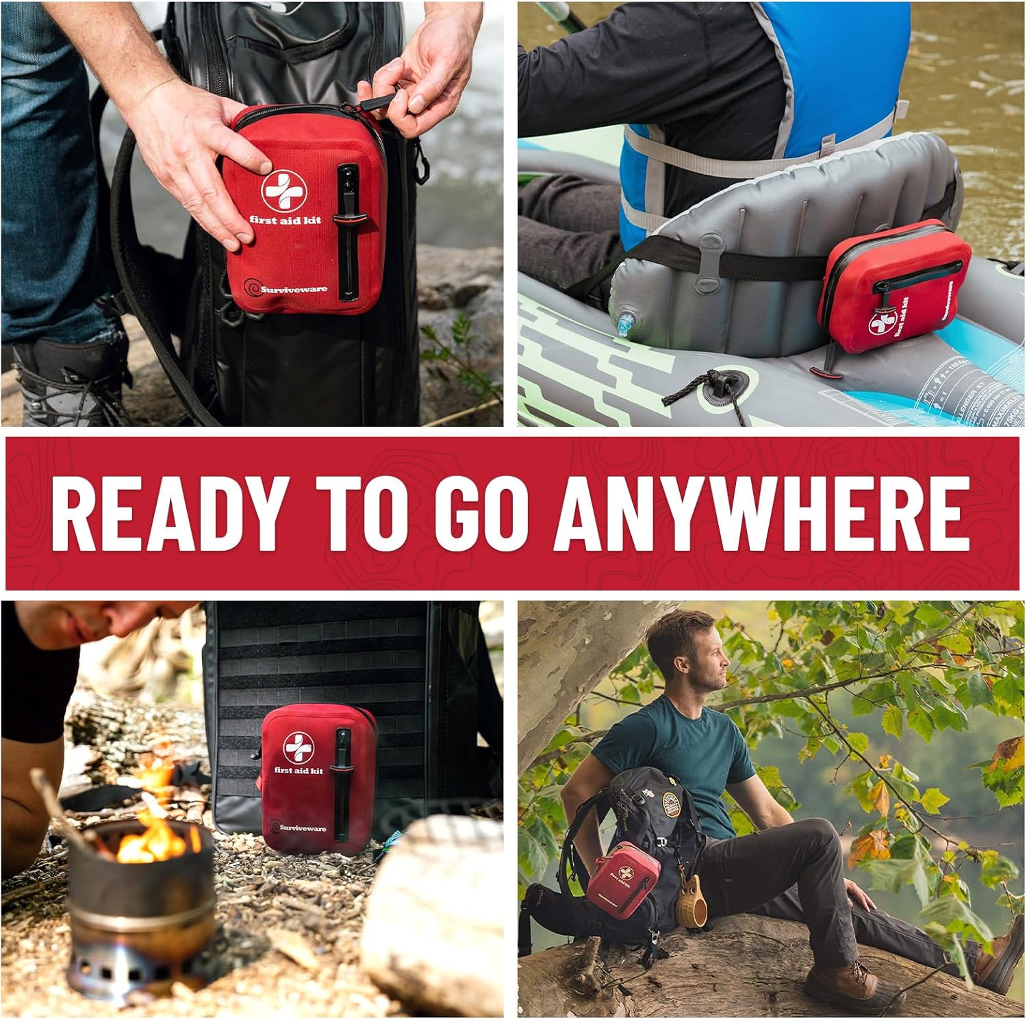 Surviveware 98 Pcs Waterproof Premium Survival First Aid Kit - Survival Emergency Preparedness for Travel Camping Gear, Survival Kit and Outdoor Emergencies - HSA & FSA Eligible Survival Kit - Image 7
