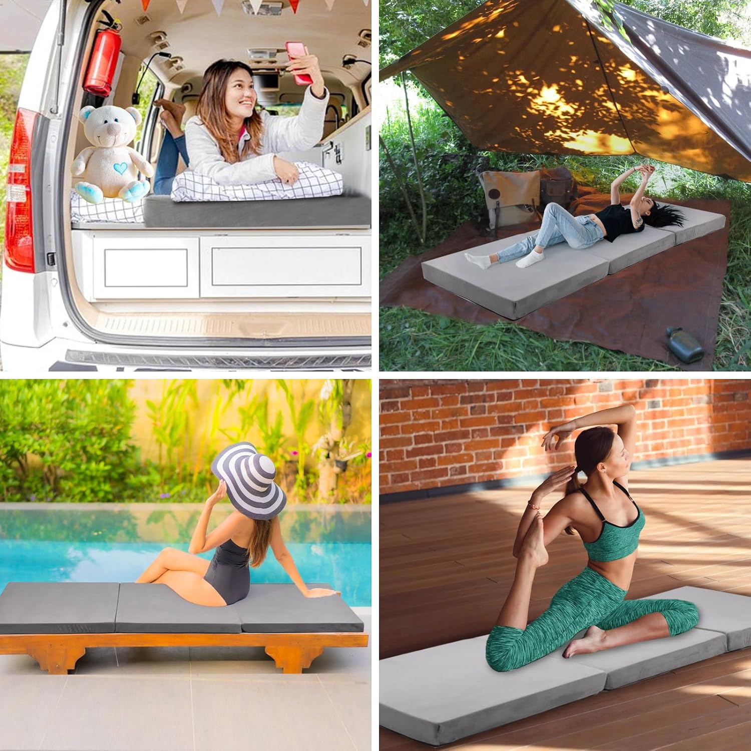 Memory Foam Camping Mattress, Car Camping Bed Mattress with Dust Cover, Portable Waterproof Camping Pad Mat, for Outdoor Sleeping, Foldable, for Travel Truck Bed Tent - Image 3
