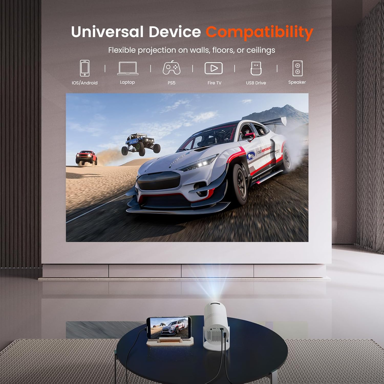 Mini Projector with WiFi and Bluetooth, Portable Movie Projector with 180° Rotatable, 1080P HD Supported, Auto Vertical Keystone, Compatible with Smartphone, TV Stick, Laptop, HDMI, USB - Image 9