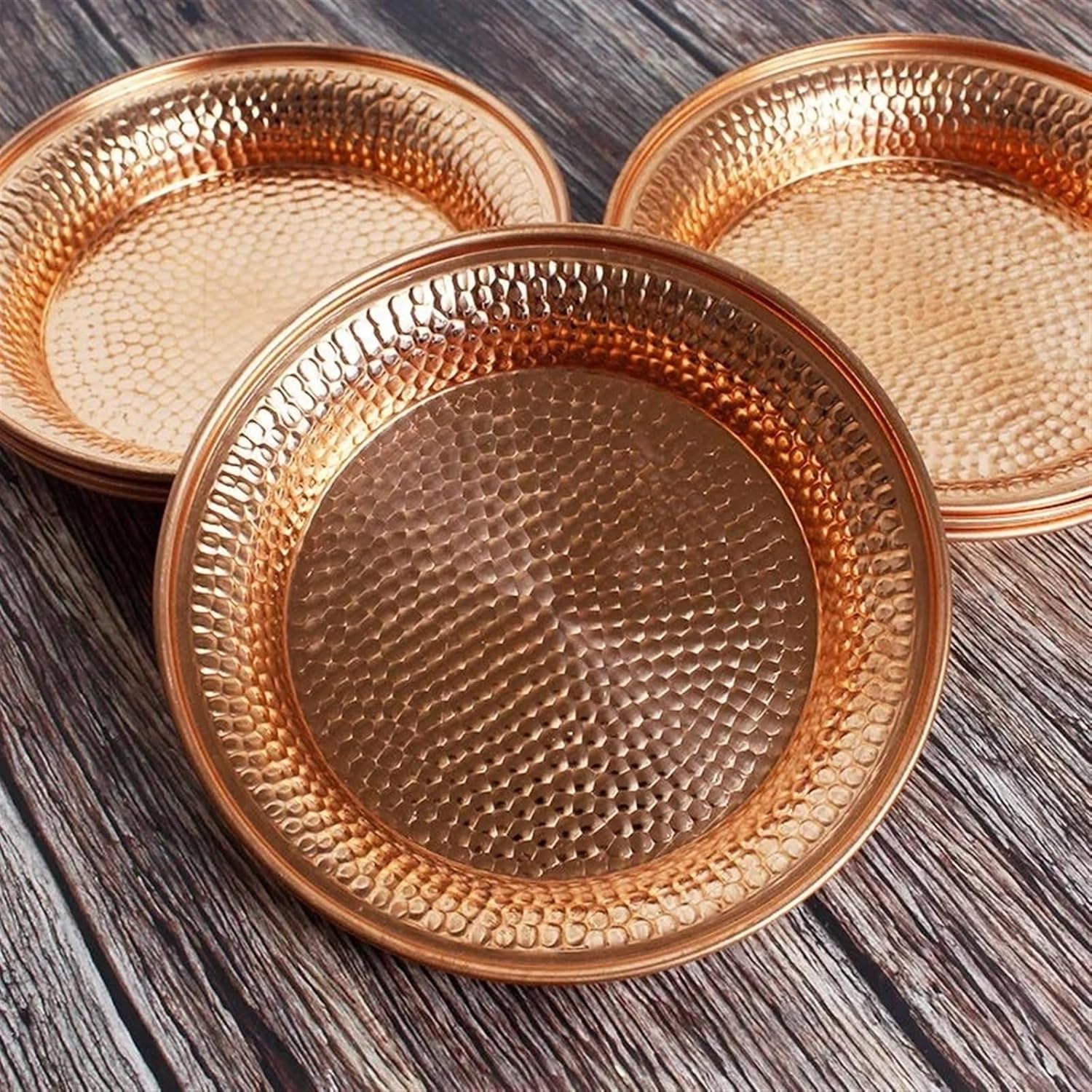 Dinner plate, 7 Pieces Pure Copper Drinking Plate Dinner Plate Fruit Plate Bread Plate Home Gift Decoration for Kitchen Diner Hotel Party,Dinnerware(8.5cm) - Image 6