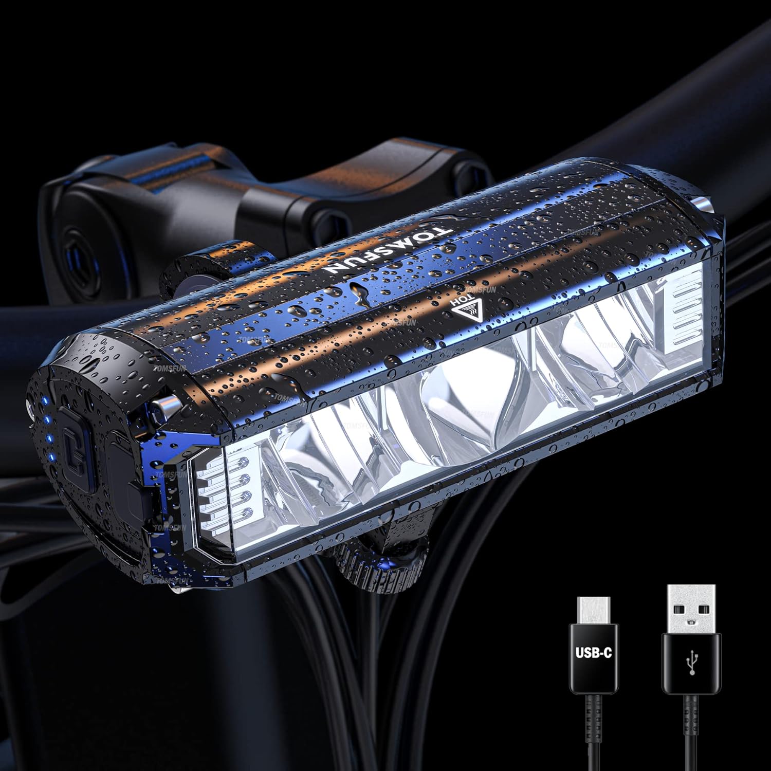 Best Bike Lights 2600 Lumen, 5 LED Bicycle Light with High Beam Low Beam, Best Bike Lights for Night Riding, USB-C Rechargeable Bike Headlight, Waterproof Bicycle Lights, Power Bank Function - Image 2