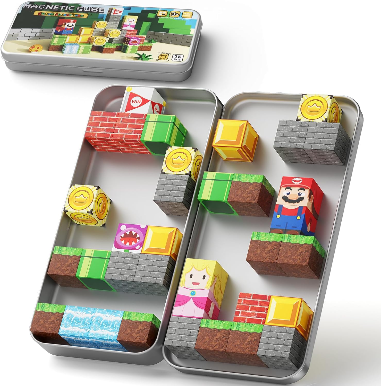 Mini Magnetic Blocks, Travel Magnet Building Blocks for Toddlers, 35 PCS Magnetic Building Toys with Portable Iron Box STEM Educational Magnet Toys for Kids Ages 3 4 5 6 7 8 Year Old Boys Girls - Image 2