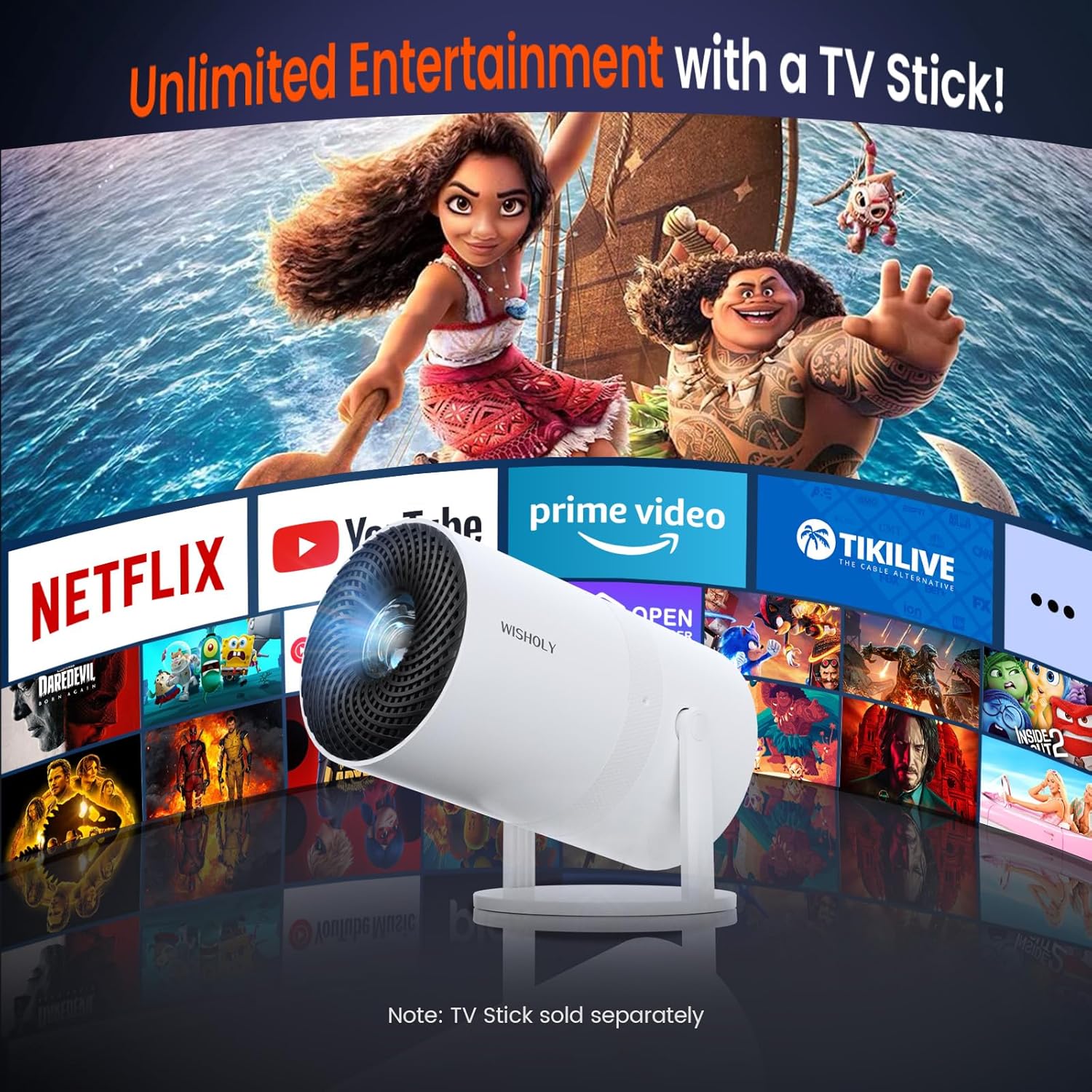 Mini Projector with WiFi and Bluetooth, Portable Movie Projector with 180° Rotatable, 1080P HD Supported, Auto Vertical Keystone, Compatible with Smartphone, TV Stick, Laptop, HDMI, USB - Image 5