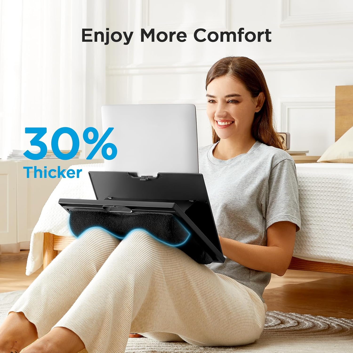 Adjustable Laptop Stand with 8 Angles - Dual Cushion Desk for Sofa, Bed, Car or Work Table by HUANUO - Image 4