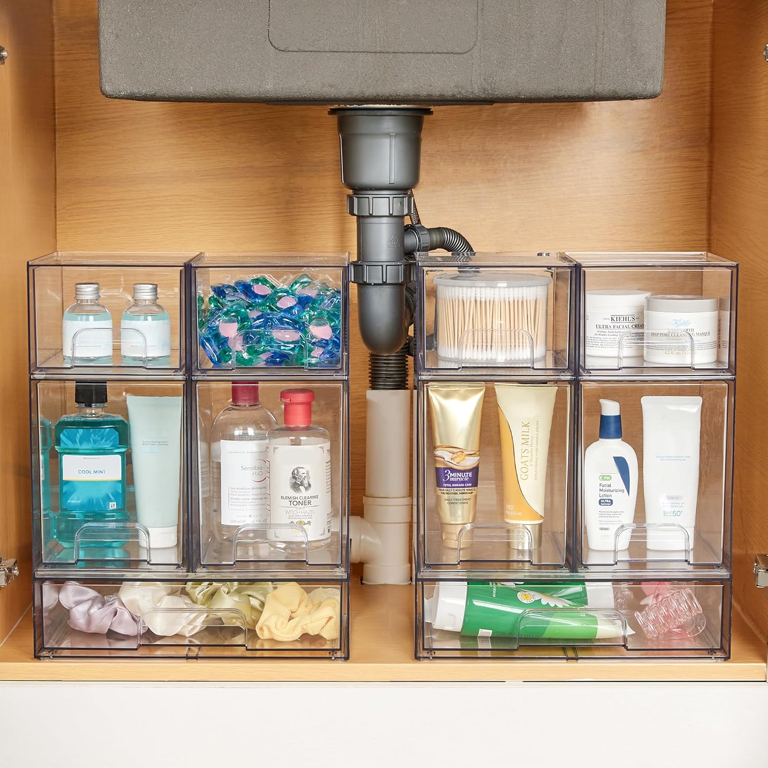 Vtopmart Stackable Storage Drawers Set of 3,Clear Plastic Organizer Bins for Makeup, Cosmetics, Beauty Supplies,Ideal for Vanity, Bathroom,Cabinet,Pantry Organization - Image 7
