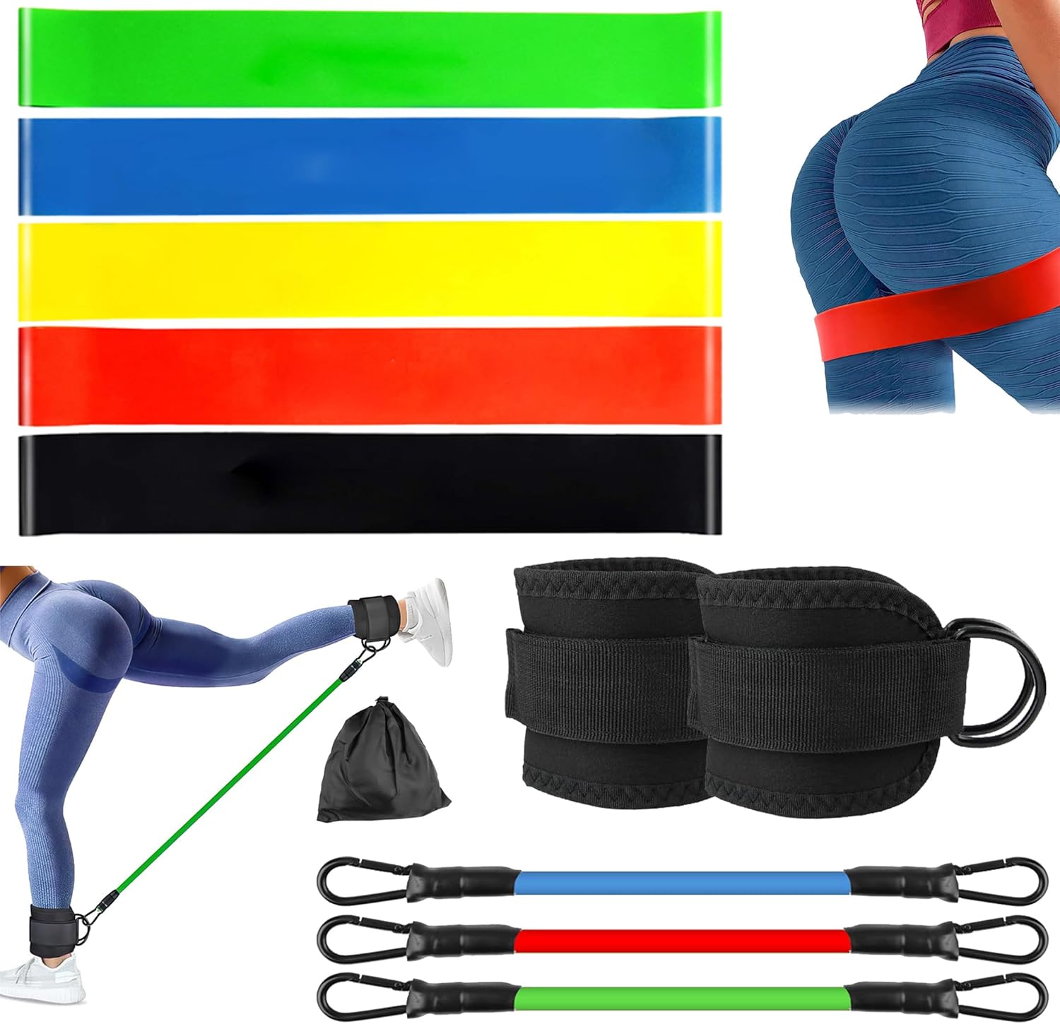 Ankle Resistance Bands with Cuffs, Home Gym Workout Equipment, Lifting Glute Butt Exercise Equipment for Women, Ankle Weights Fitness Band Set - Image 2