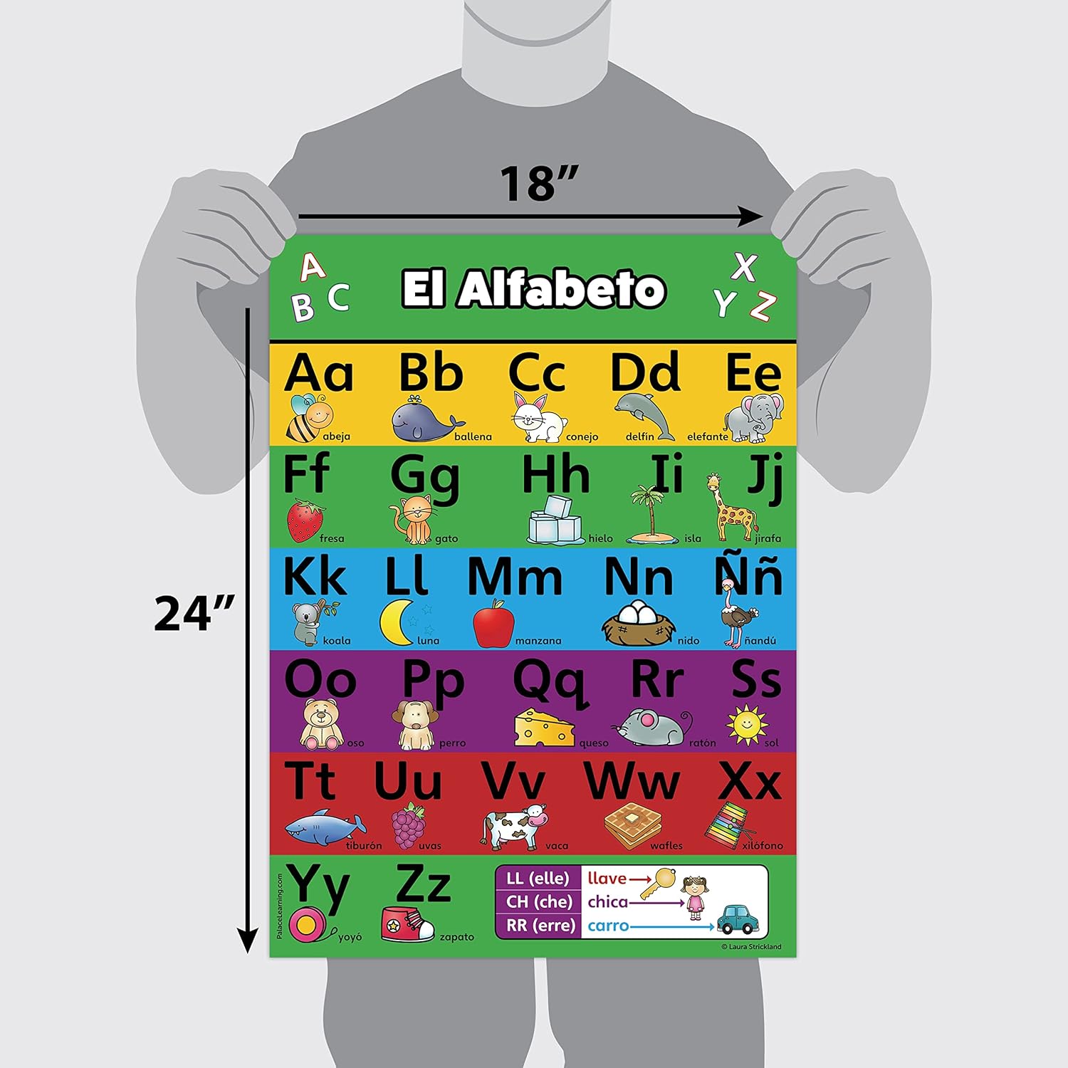 Palace Curriculum ABC Alphabet Spanish Poster Chart - LAMINATED - Español Alfabeto - Abecedario (18 x 24, LAMINATED) - Image 3
