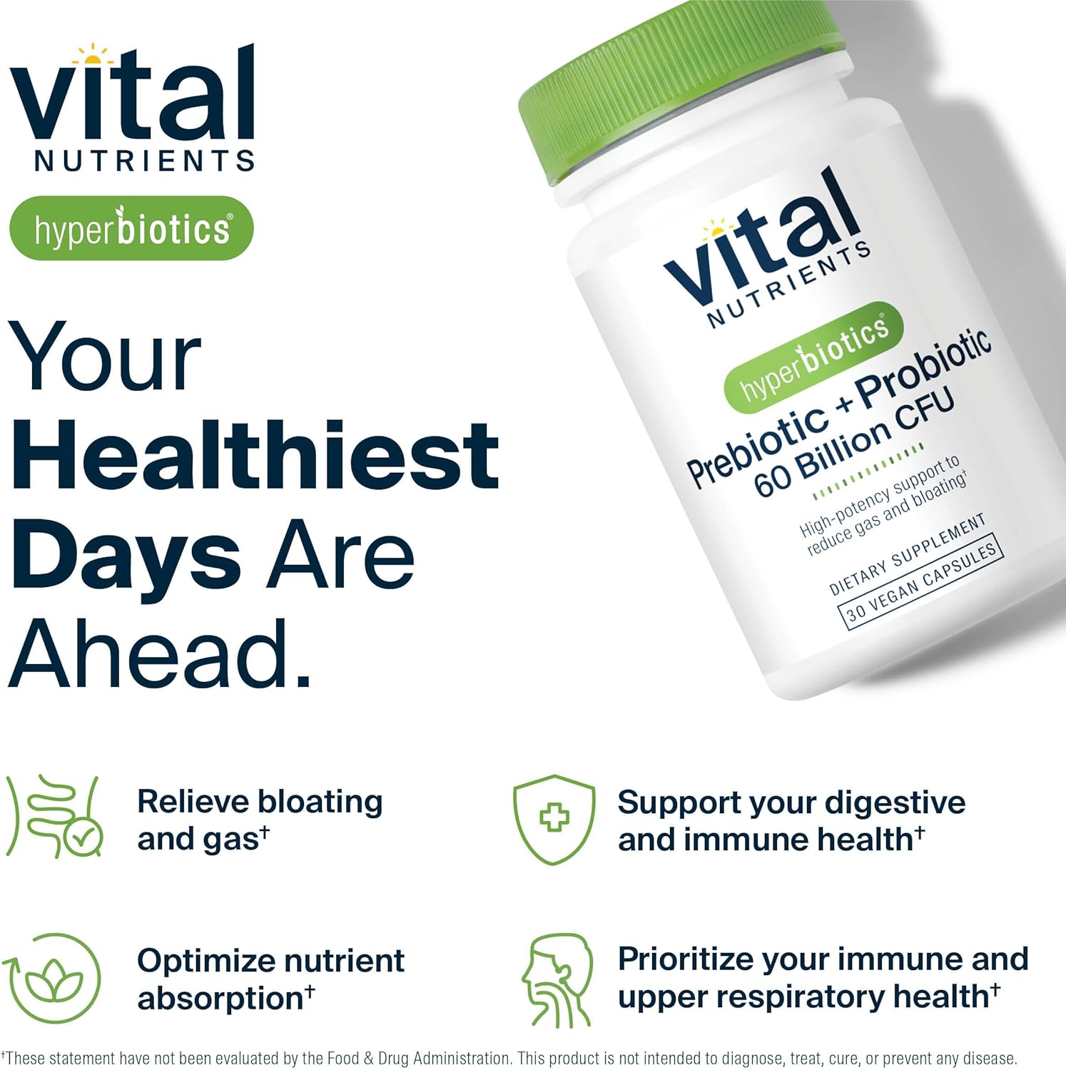 Hyperbiotics Vital Nutrients Prebiotic and Probiotic for Women and Men | 60 Billion CFU | Pre and Probiotics Supports Digestive Health, Constipation, Diarrhea, Gas & Bloating* | 30 Vegan Capsules - Image 8