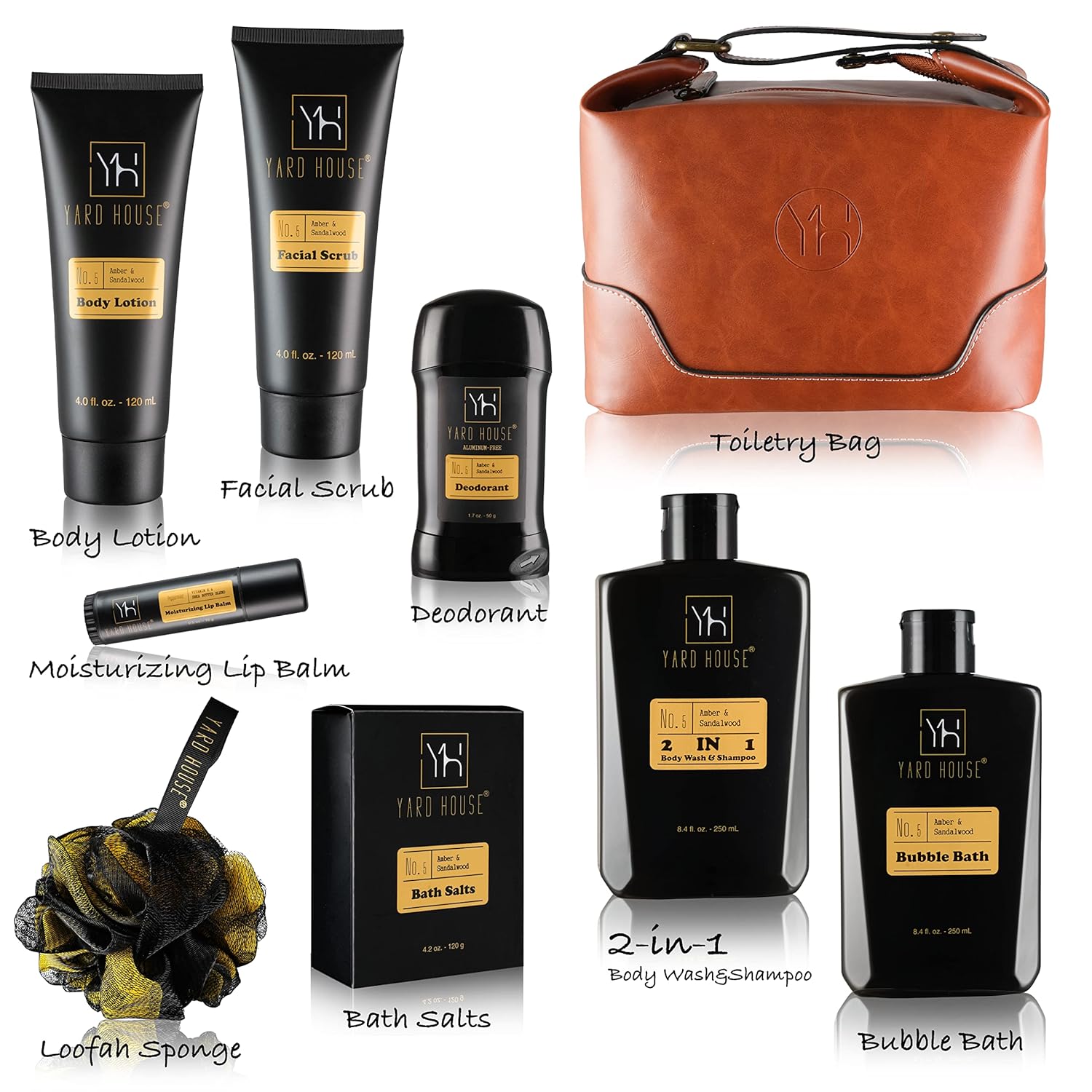 Bath and Body Gift Set for Men - Sandalwood Amber - Birthday, Christmas, Fathers Day Gifts From Wife Daughter Son for Husband, Dad - Relax Spa Kit w. Full Size Items in Deluxe Toiletry Bag - Image 3
